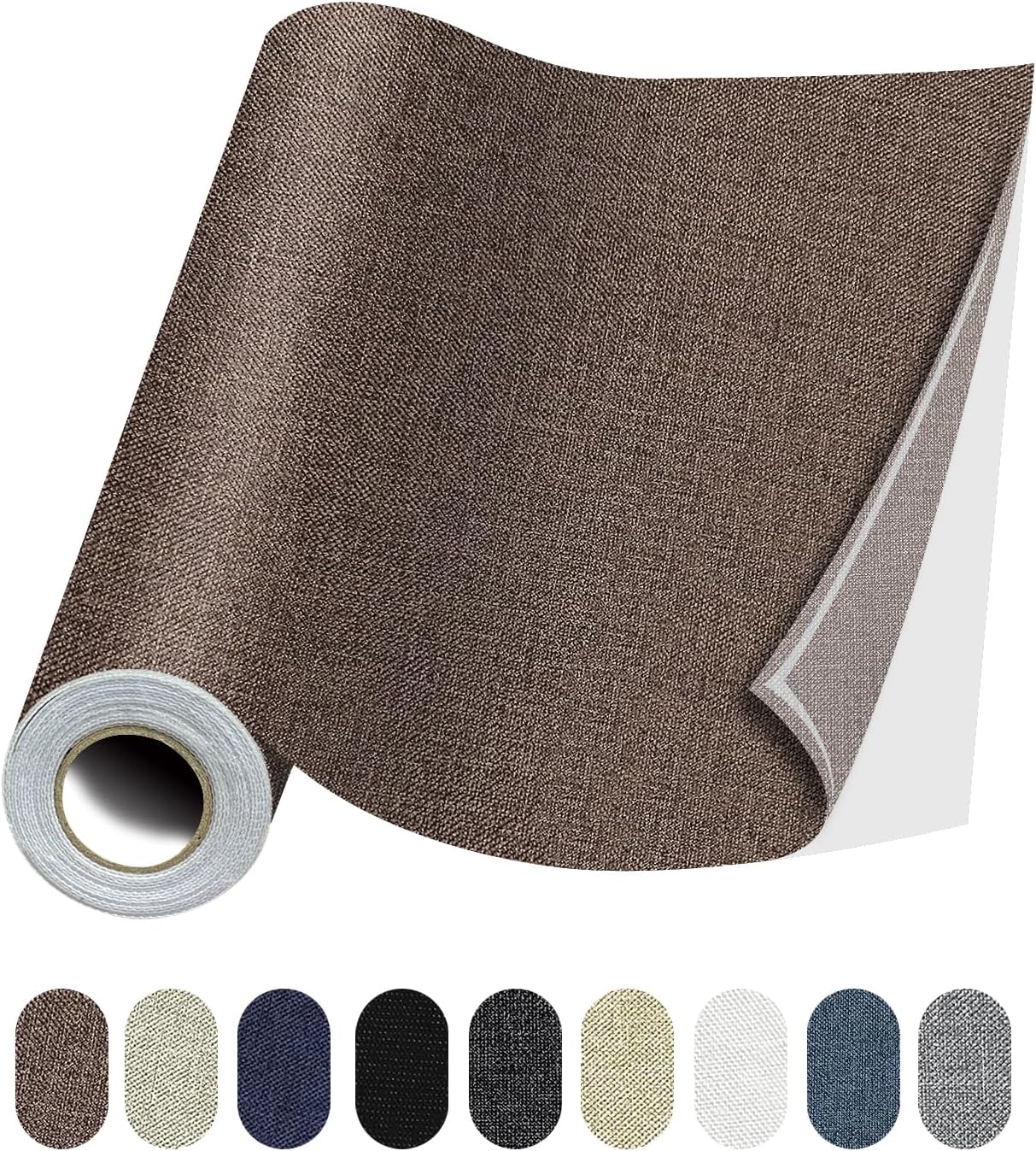 Fabric Repair Patches, 17X79 Inch Linen Repair Tape Self-Adhesive Fabric Patches Durable, DIY Large Linen Tape for Sofa, Couches, Furniture, Chair, Clothing （17X79 Inch, Brown）