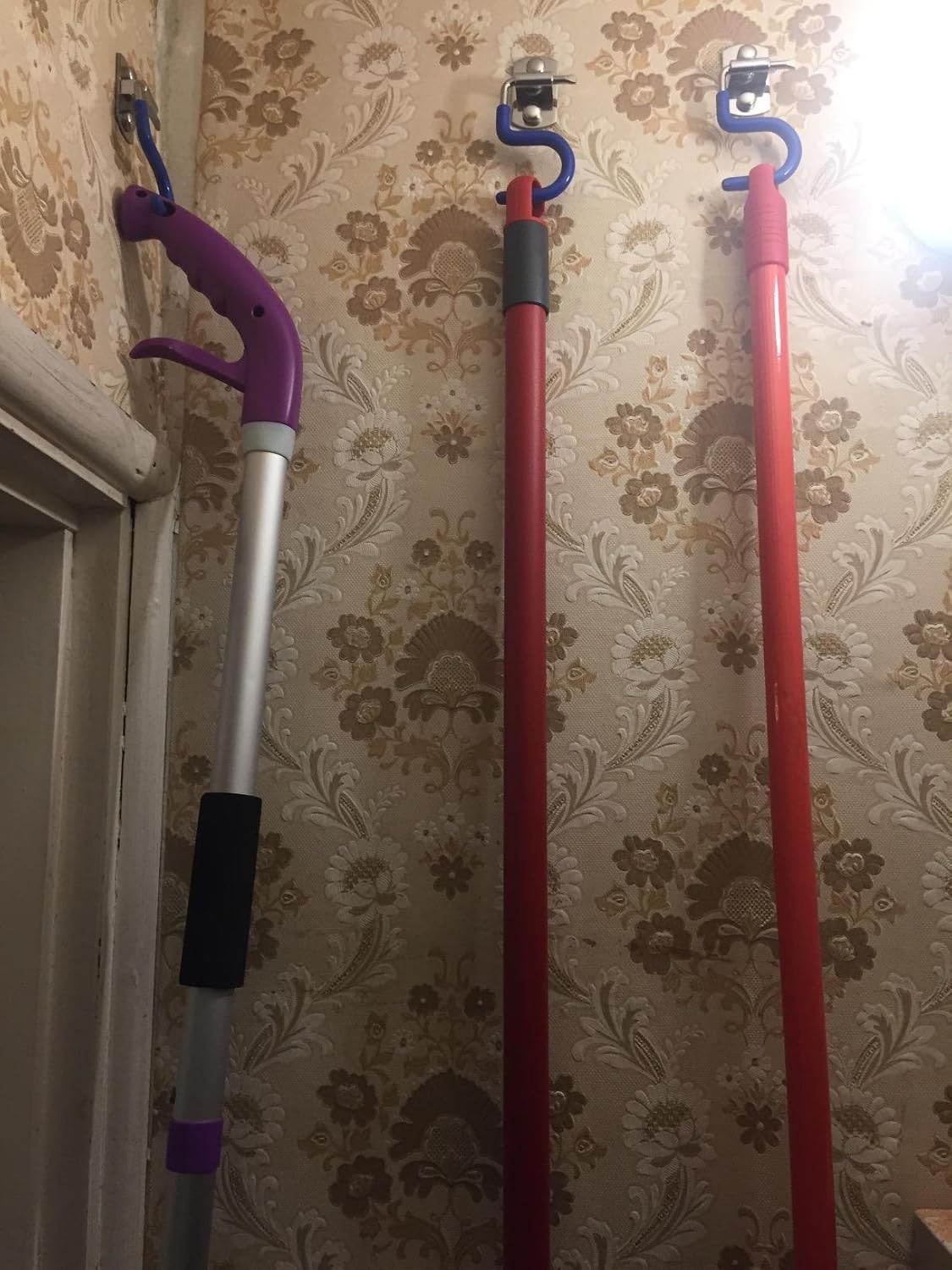 Sumnacon Mop Broom Holder Organizer, 4 Pcs S-Type Wall Mounted Cleaning Tools Organizer, Space Saver Brooms Mops Rakes Holder, Stainless Steel Heavy Duty Broom Mop Handle Holder for Kitchen Garage