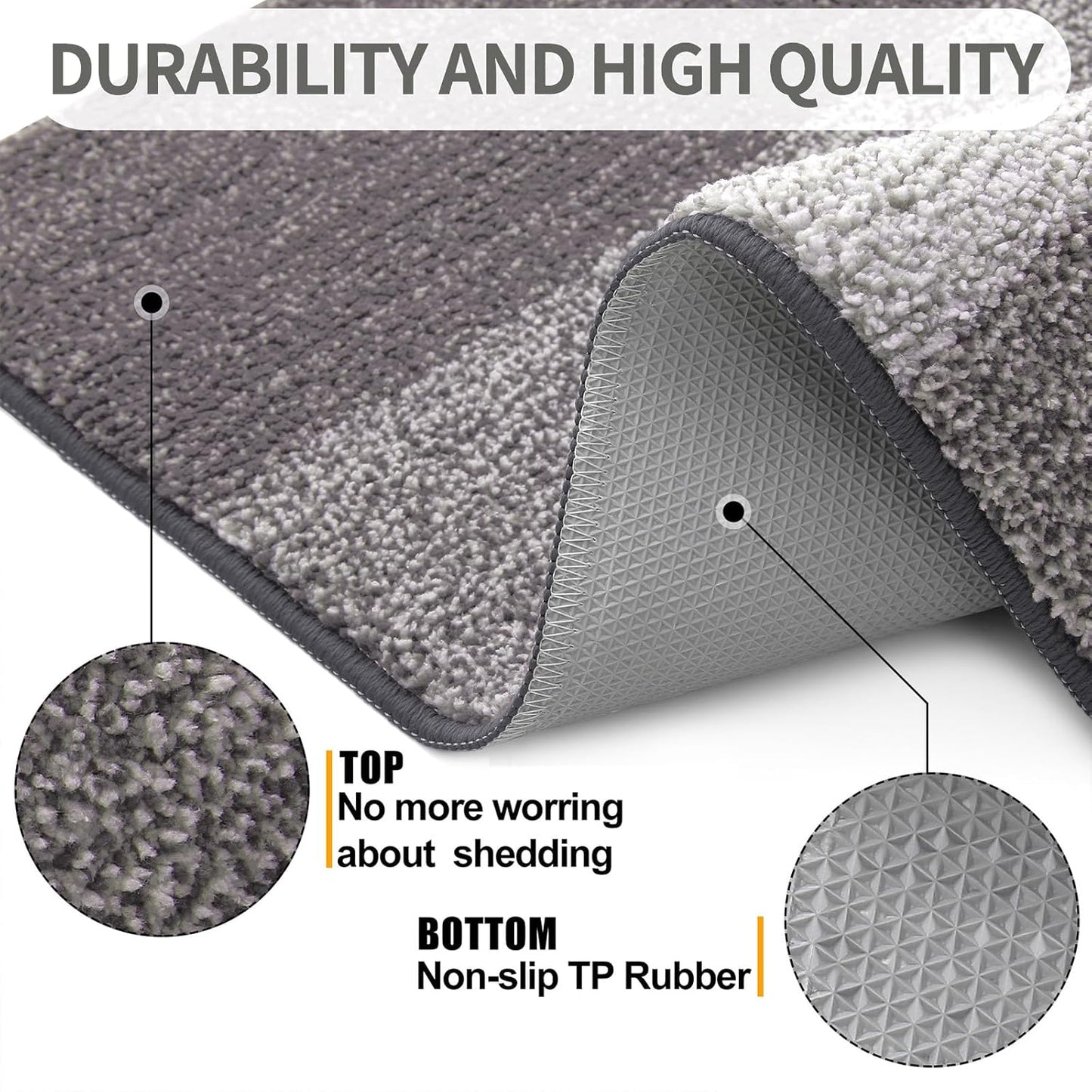 Kitinjoy Indoor Outdoor Door Mat, 30x17 Non-Slip Absorbent Dirt Trapper, Low-Profile Washable Inside Entrance Front Floor Mat, Sturdy Soft Entry Doormats for Entryway, Light Grey