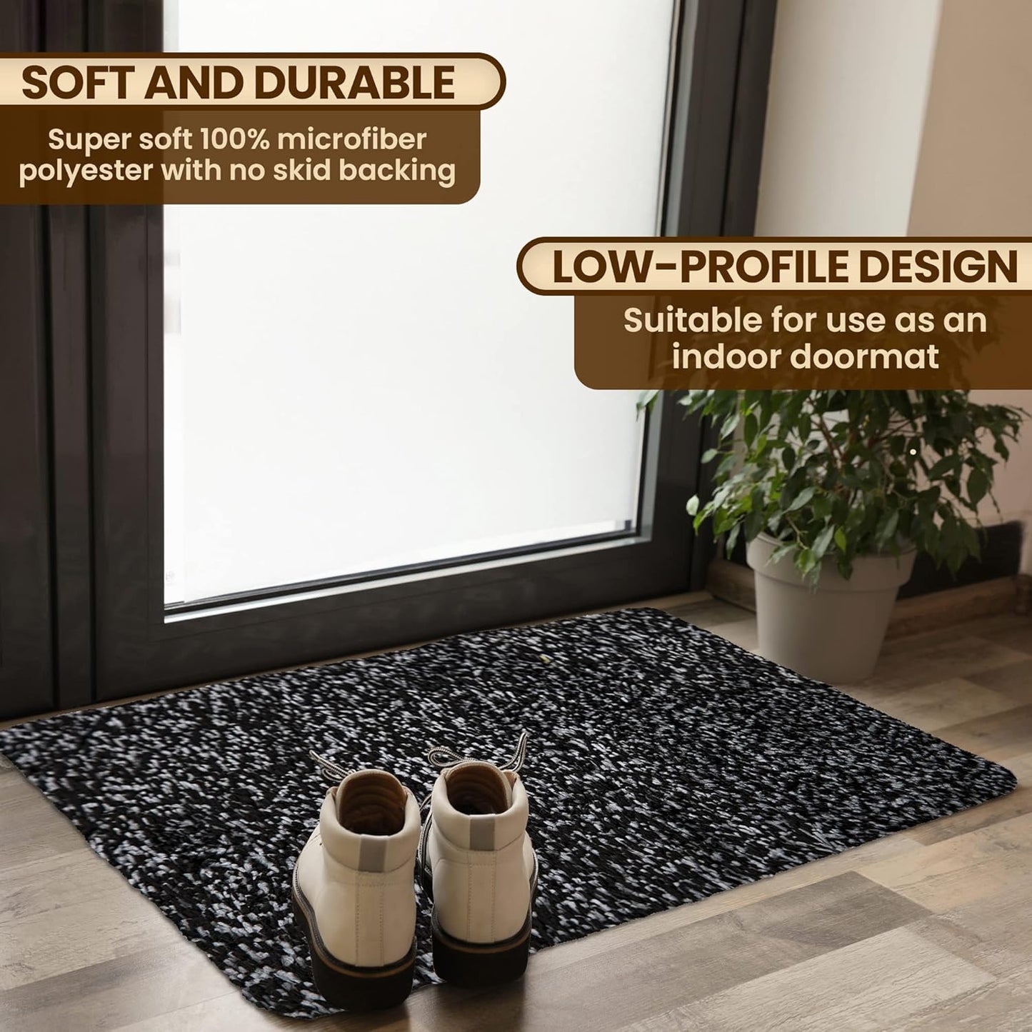 Premium Microfiber Indoor Door Mat – 36"x72" Washable Entry Mat, Non-Slip, Waterproof Backing, Super Absorbent, Low Profile Entryway Doormat for Indoor Entrance