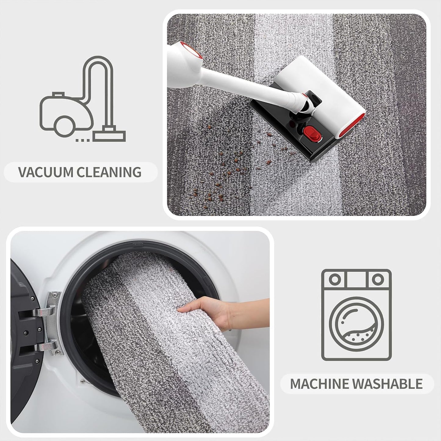 Kitinjoy Indoor Outdoor Door Mat, 32x20 Non-Slip Absorbent Dirt Trapper, Low-Profile Washable Inside Entrance Front Floor Mat, Sturdy Soft Entry Doormats for Entryway, Light Grey