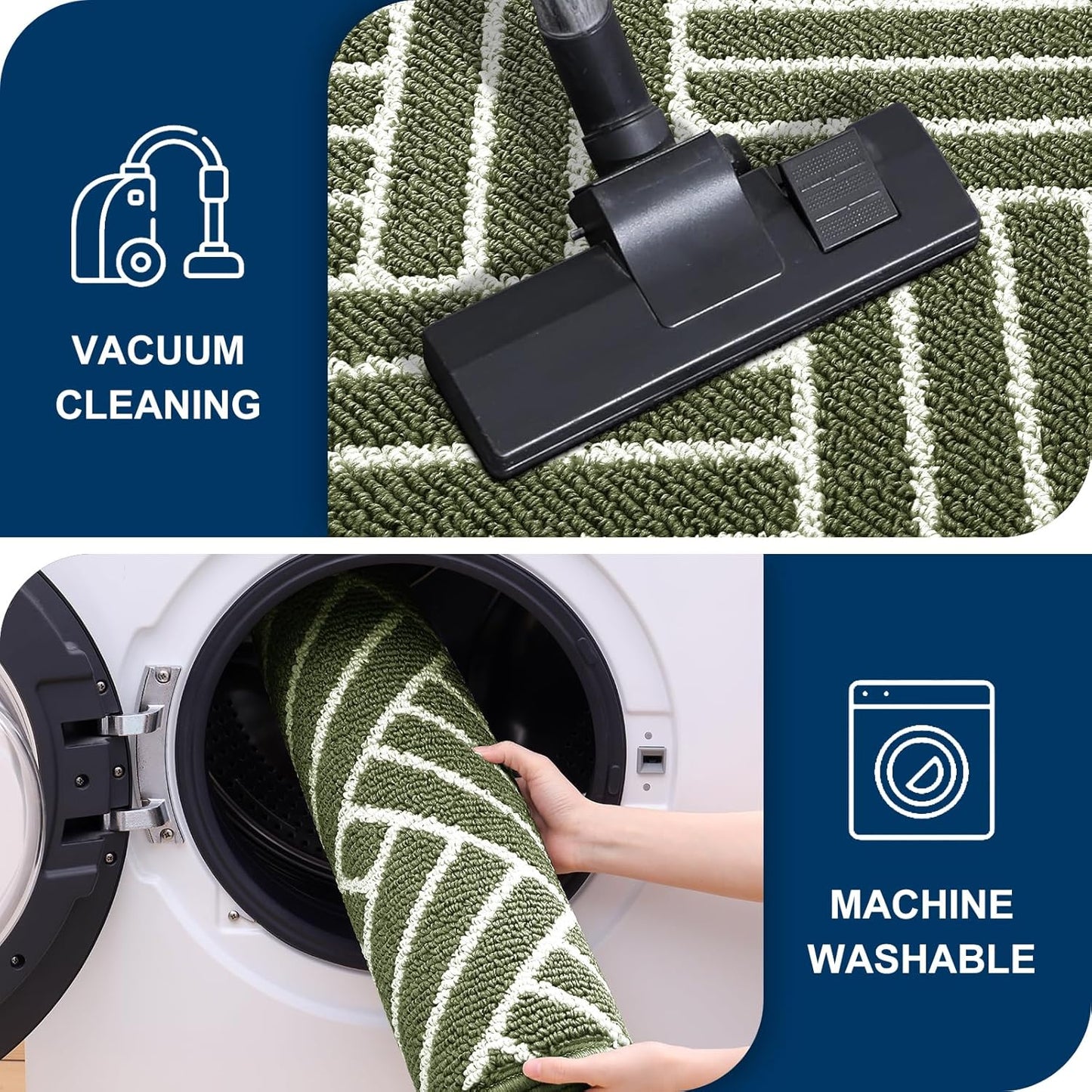 OLANLY Indoor Door Mat, 48x32 Inch, Dirt Resistant and Absorbent, Non-Slip Rubber Backing Floor Mats, Easy Clean Low-Profile Doormat for Entryway, Front Door, and Inside Entrance, Green