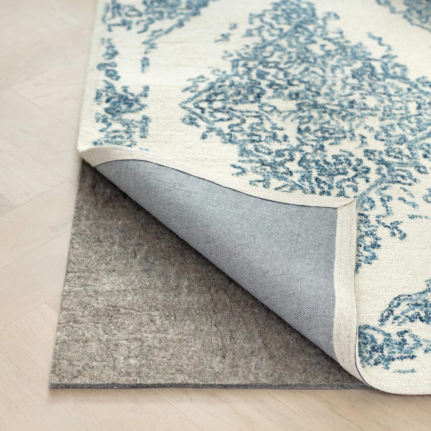 RUGPADUSA - Dual Surface - 11'x14' - 3/8" Thick - Felt + Rubber - Enhanced Non-Slip Rug Pad - Adds Comfort and Protection - for Hard Surface Floors