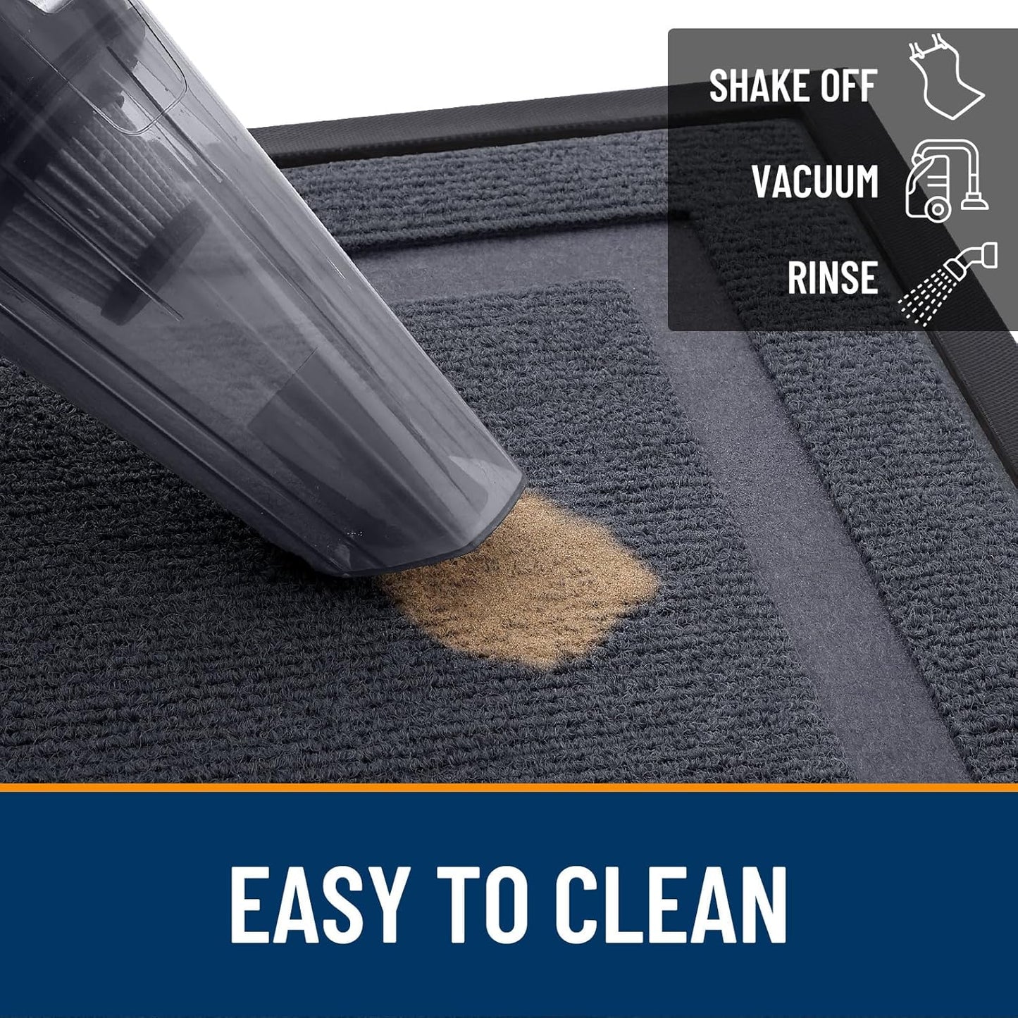 OLANLY Front Door Mat Indoor Outdoor Entrance, Waterproof All-Season, All-Weather Doormat, Sturdy Natural Rubber, Fade Resistant, Low Profile, Easy Clean Patio Porch Entryway Mat, 59x35, Light Grey