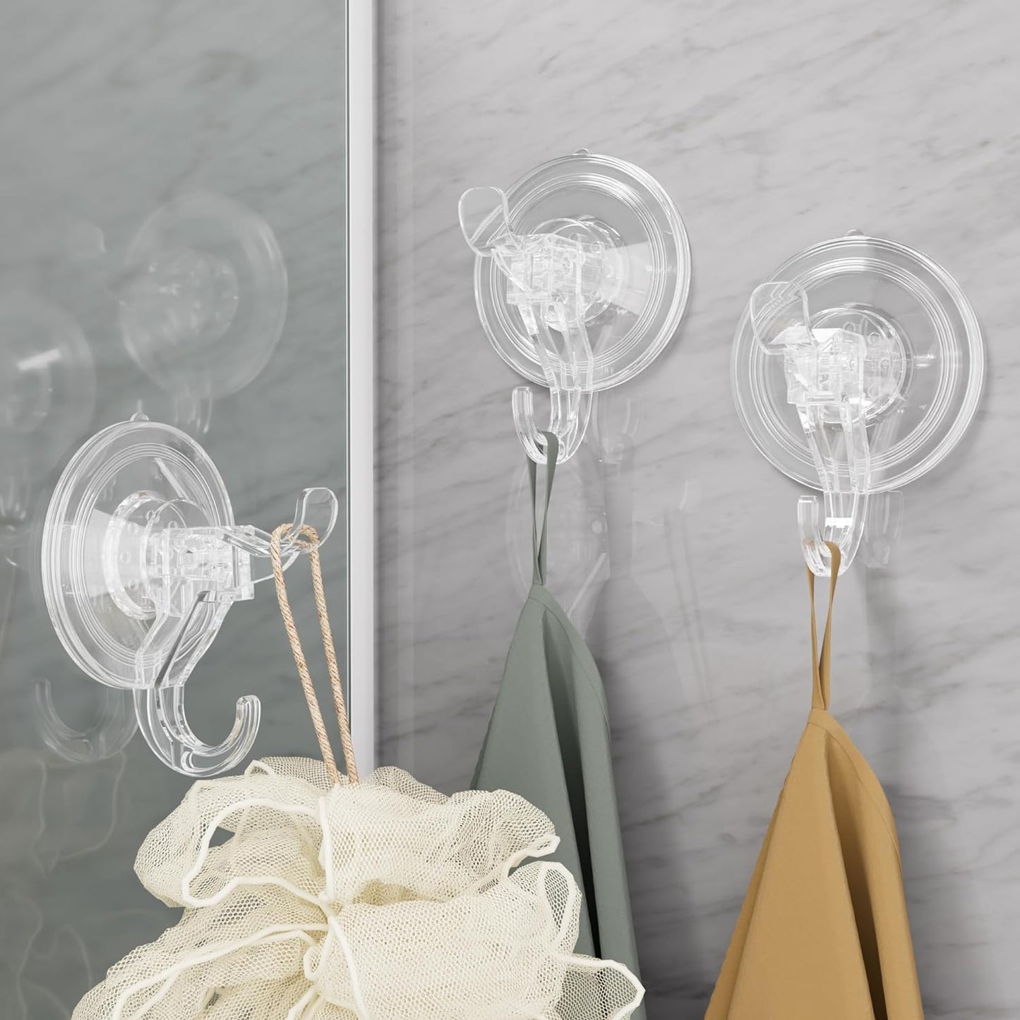 Antimbee 3 Pack Suction Cup Hooks, Clear Suction Cup Hanger, Removable Small Suction Cups for Shower, Bathroom, Glass, Door, Windows, Kitchen-Max Hanging up to 11 lbs on Smooth Surface