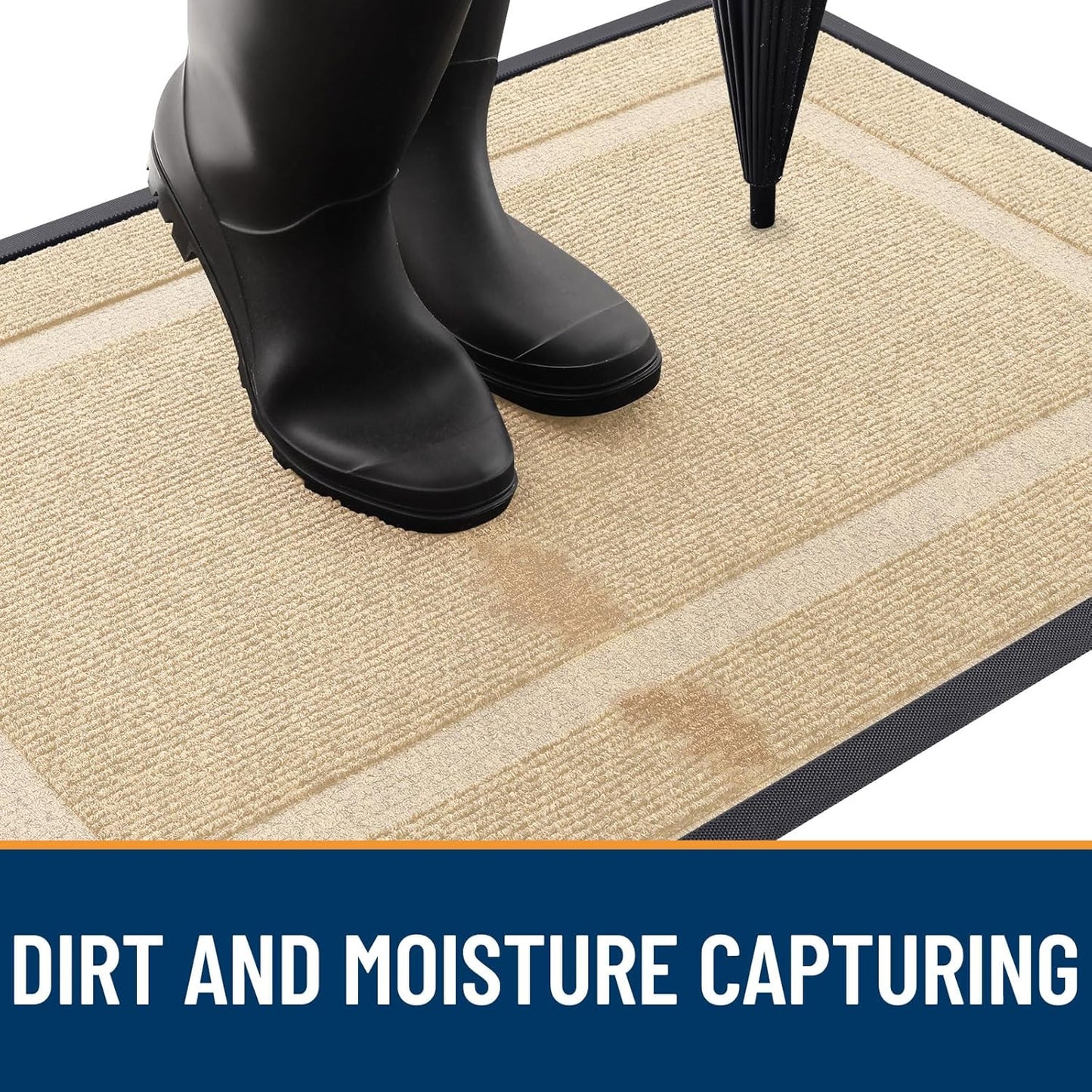 OLANLY Front Door Mat Indoor Outdoor Entrance, Waterproof All-Season, All-Weather Doormat, Sturdy Natural Rubber, Fade Resistant, Low Profile, Easy Clean Patio Porch Entryway Mat, 71x47, Beige