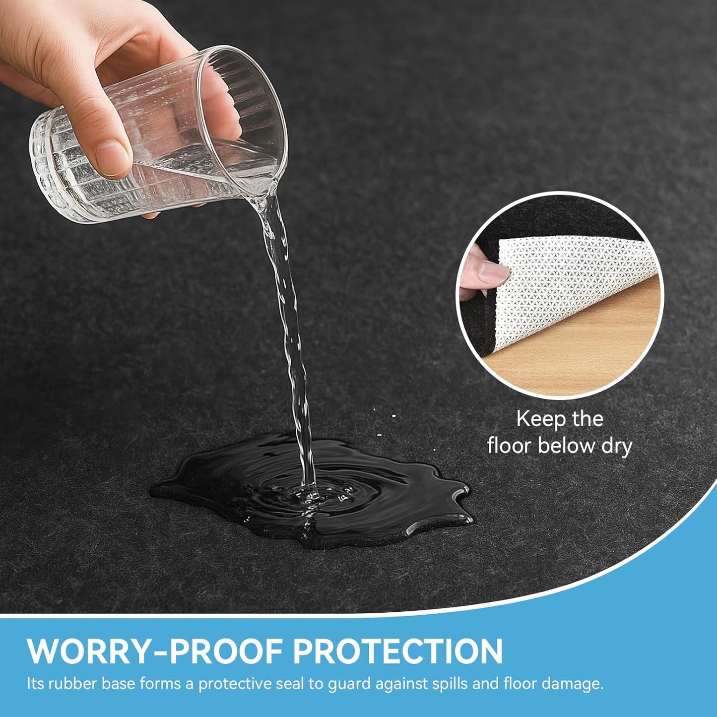 Warmstar 8x10 FT Non Slip Rug Pad,100% Waterproof Felt Rug Pad for Hardwood Floors,1/8” Thick Soft Carpet Pad with Natural Rubber Backing, Secure Grip & Floor Protection