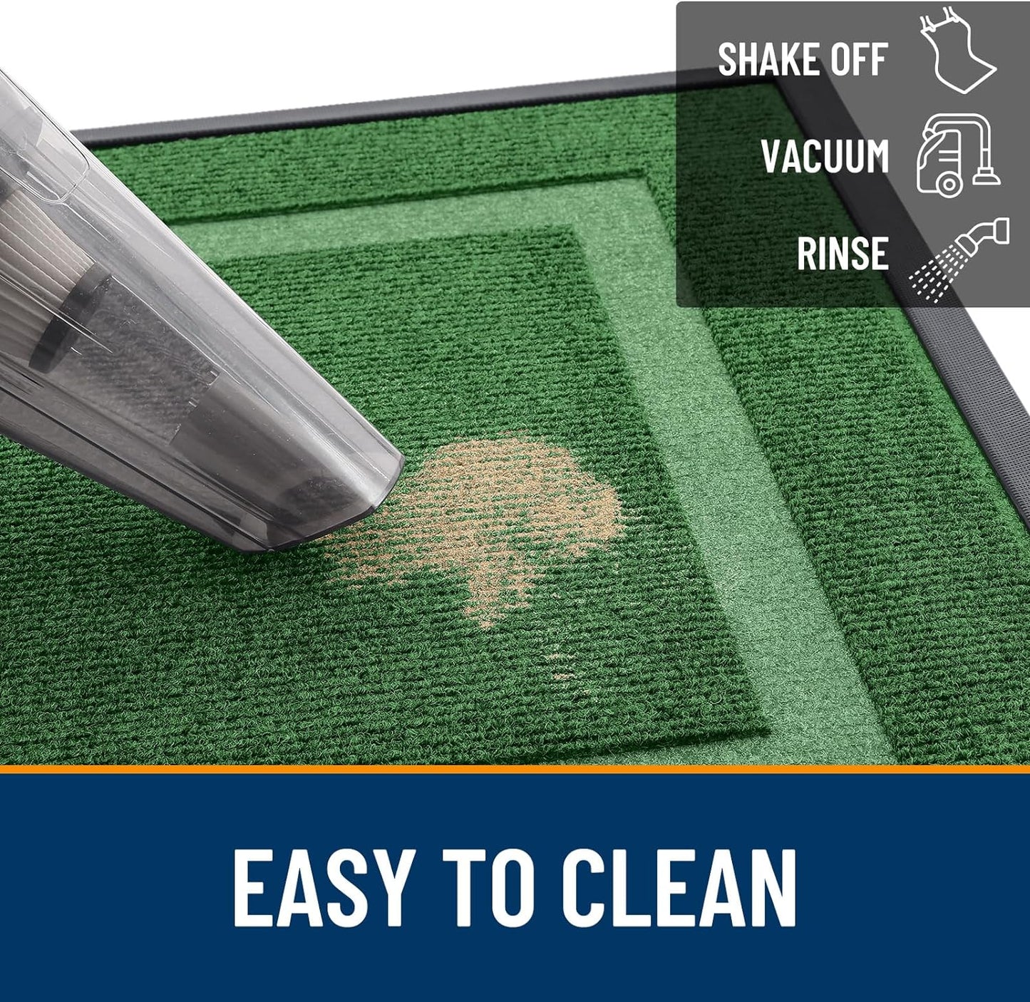 OLANLY Front Door Mat Indoor Outdoor Entrance, Waterproof All-Season, All-Weather Doormat, Sturdy Natural Rubber, Fade Resistant, Low Profile, Easy Clean Patio Porch Entryway Mat, 59x35, Green