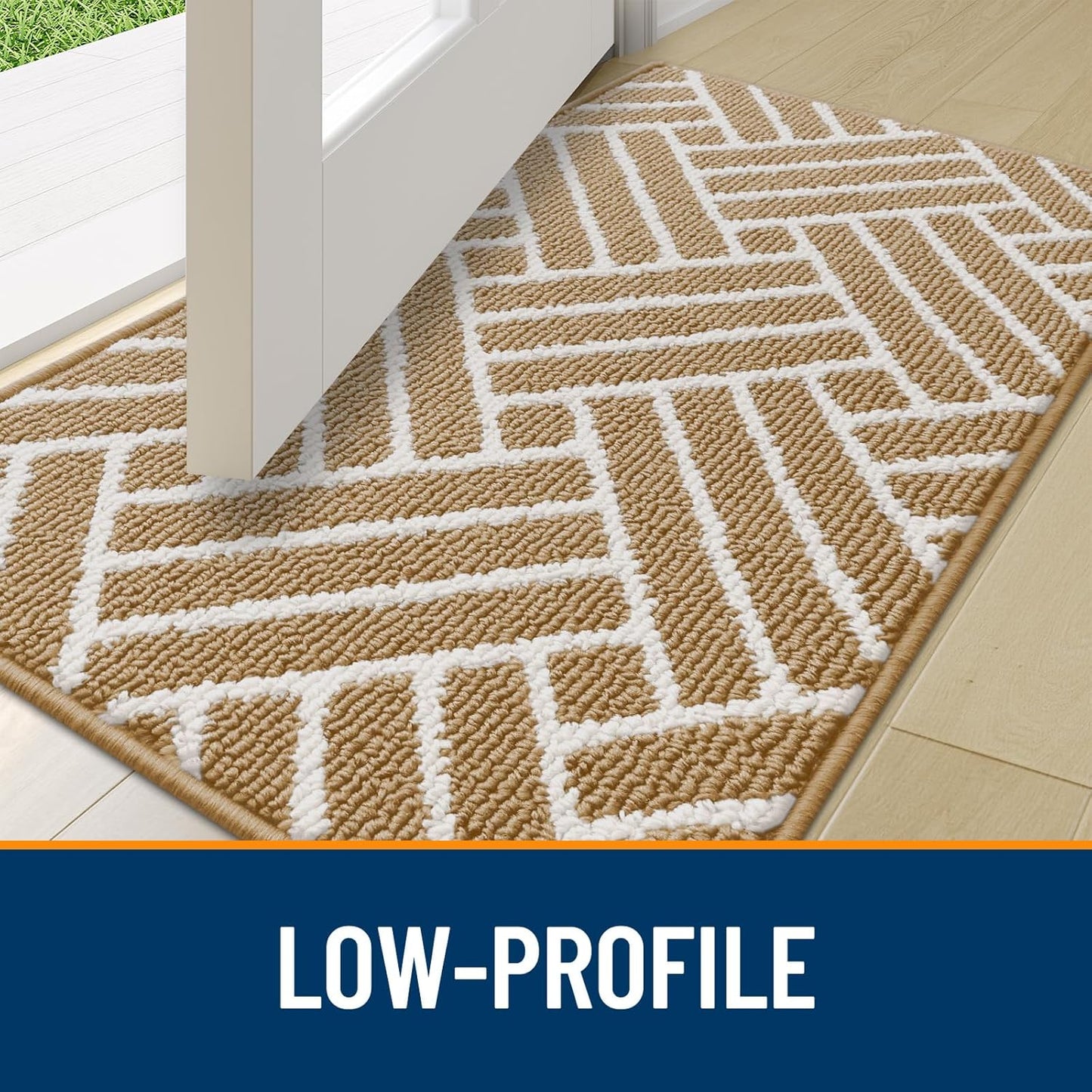 OLANLY Indoor Door Mat, 36x24 Inch, Dirt Resistant and Absorbent, Non-Slip Rubber Backing Floor Mats, Easy Clean Low-Profile Doormat for Entryway, Front Door, and Inside Entrance, Beige