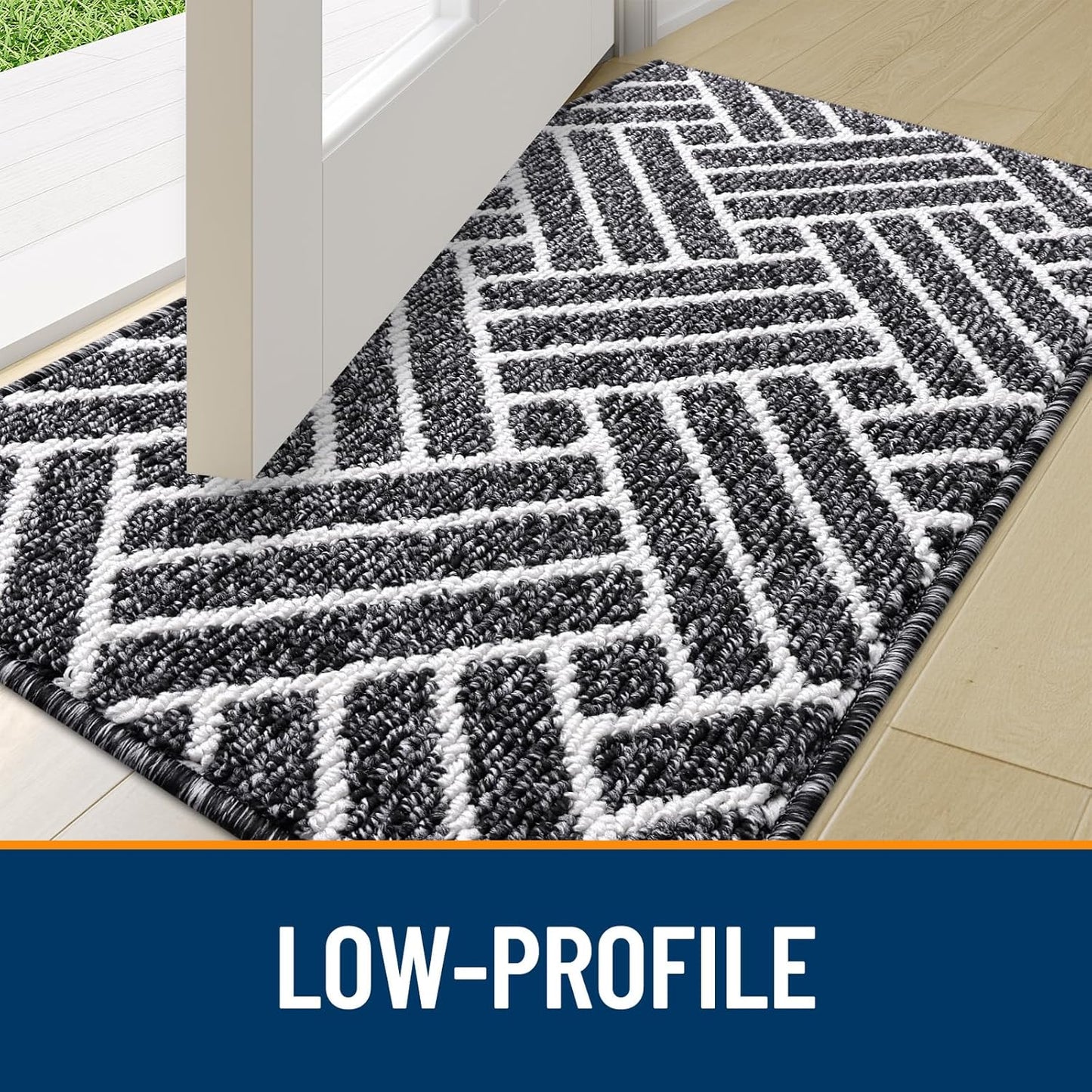 OLANLY Indoor Door Mat, 32x20 Inch, Dirt Resistant and Absorbent, Non-Slip Rubber Backing Floor Mats, Easy Clean Low-Profile Doormat for Entryway, Front Door, and Inside Entrance, Black