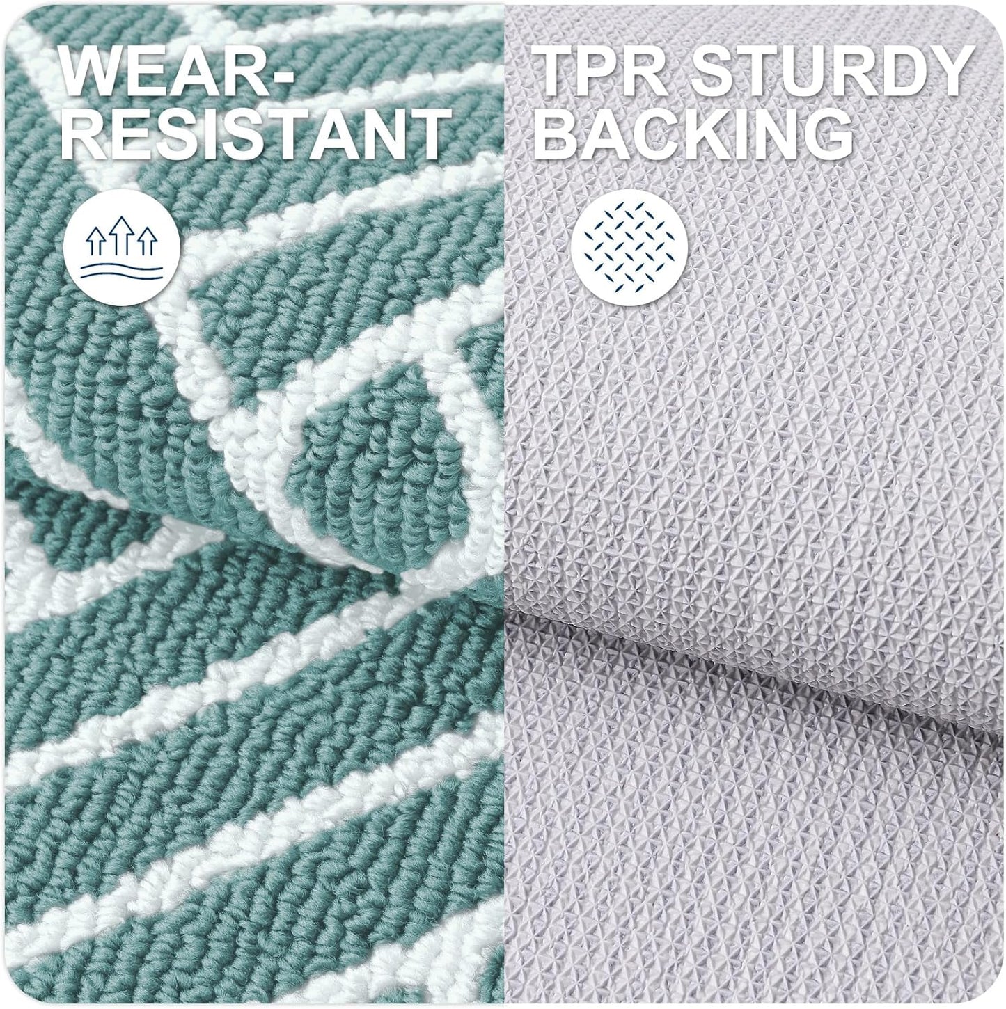 OLANLY Indoor Door Mat, 32x20 Inch, Dirt Resistant and Absorbent, Non-Slip Rubber Backing Floor Mats, Easy Clean Low-Profile Doormat for Entryway, Front Door, and Inside Entrance, Sage Green