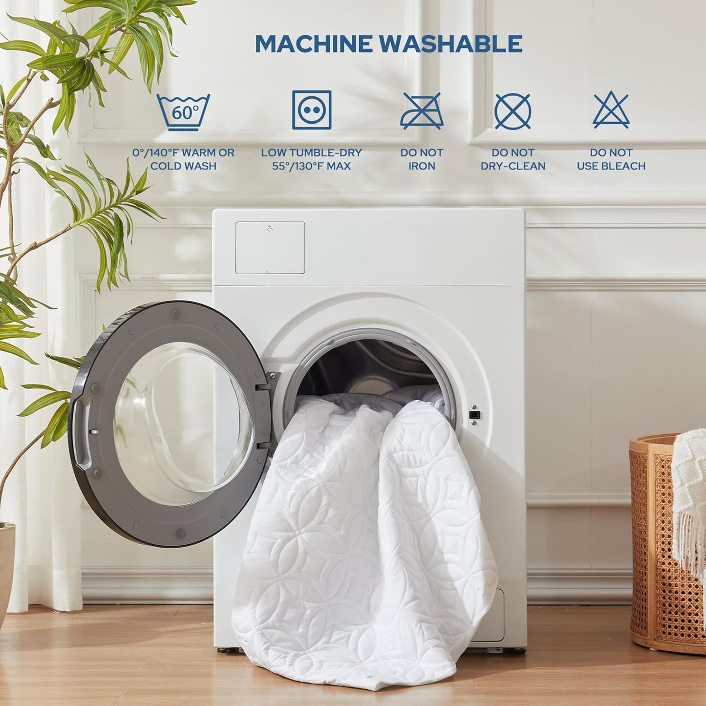 BEDLORE Waterproof Mattress Protector, California King Size Noiseless Mattress Pad with Deep Pocket 6"-18" Depth, Soft Breathable Bed Mattress Cover Washable for Home, Bedroom, Hotel (White)