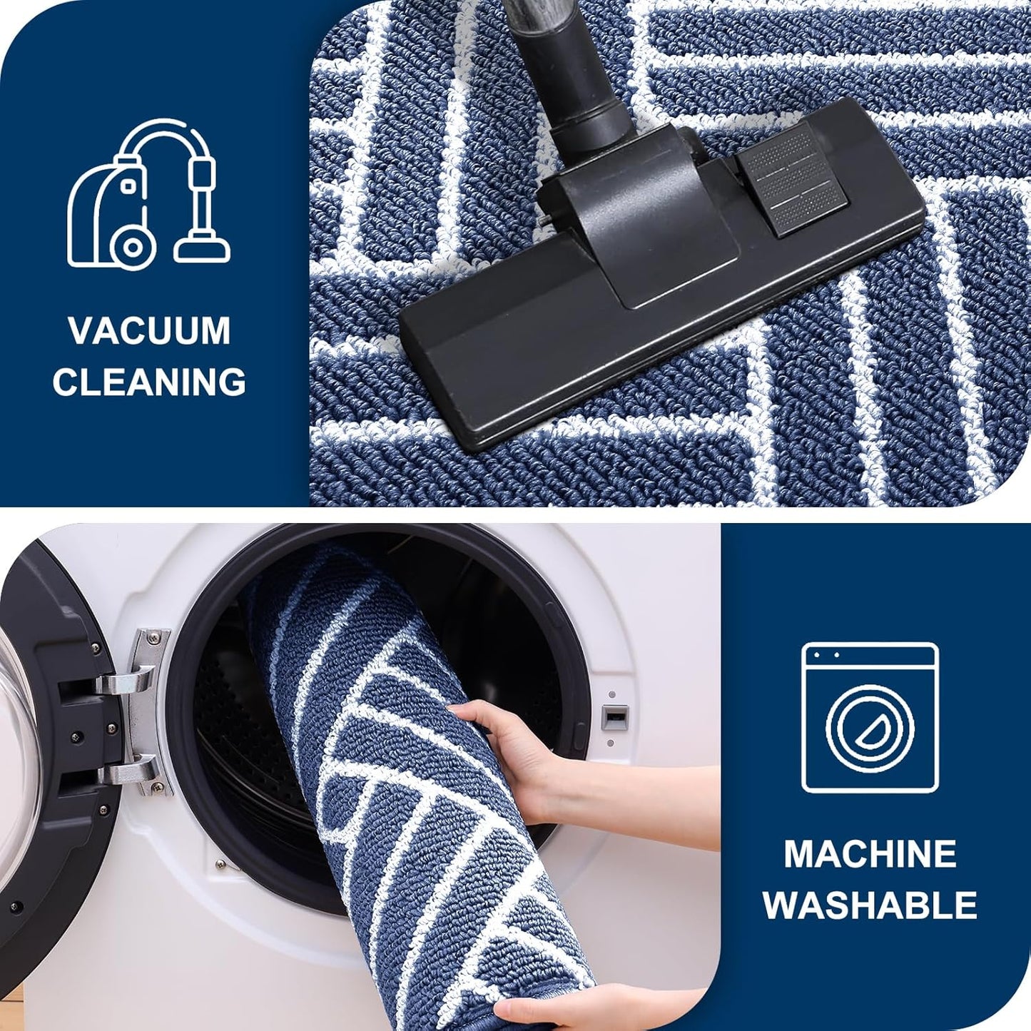 OLANLY Indoor Door Mat, 36x24 Inch, Dirt Resistant and Absorbent, Non-Slip Rubber Backing Floor Mats, Easy Clean Low-Profile Doormat for Entryway, Front Door, and Inside Entrance, Navy