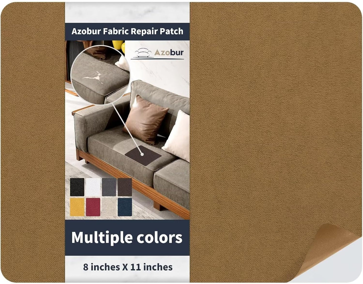 Azobur Velvet Patch,Self-Adhesive Rectangular Flannel Fabric Patch,Multicolor Available Anti Scratch Velvet 8X11 Inch Peel and Stick for Sofas, Automotive Interior, Handbags,and Pillow (Brown)