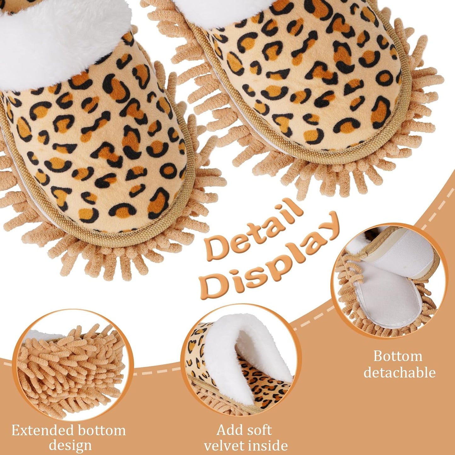 Microfiber Mop Slippers House Floor Dusting Slippers for Kitchen Office (Women 7-9/Men 5-7)