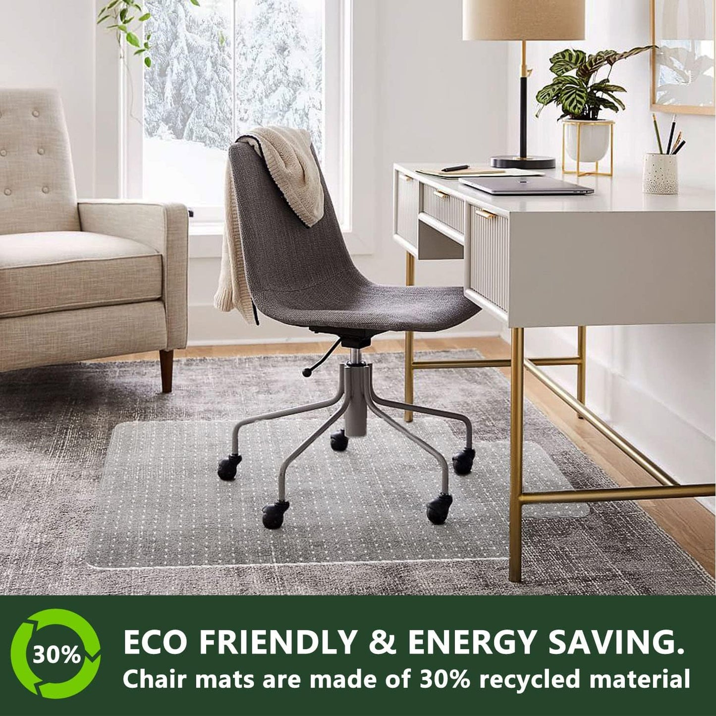 FuturHydro Desk Chair Mat for Flat to Low Pile Carpets, 45" x 53" Clear Office Home Floor Protector Mat, Transparent Mats for Office, Home and Gaming Floors (with Lip)