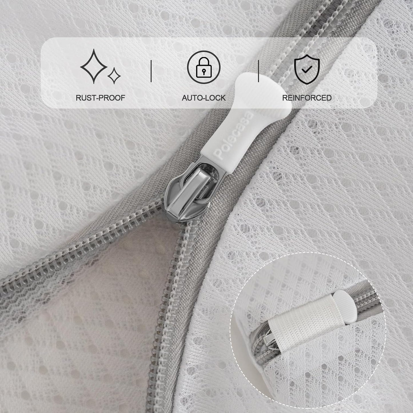 Polecasa 3Pcs 16 x 20 Inches Extra Durable 125g Diamond Mesh Laundry Bags with Sturdy Zipper for Delicates, Protect Clothes in Washing Machine, Laundry Room Essentials for College, Dorm (3 Large)