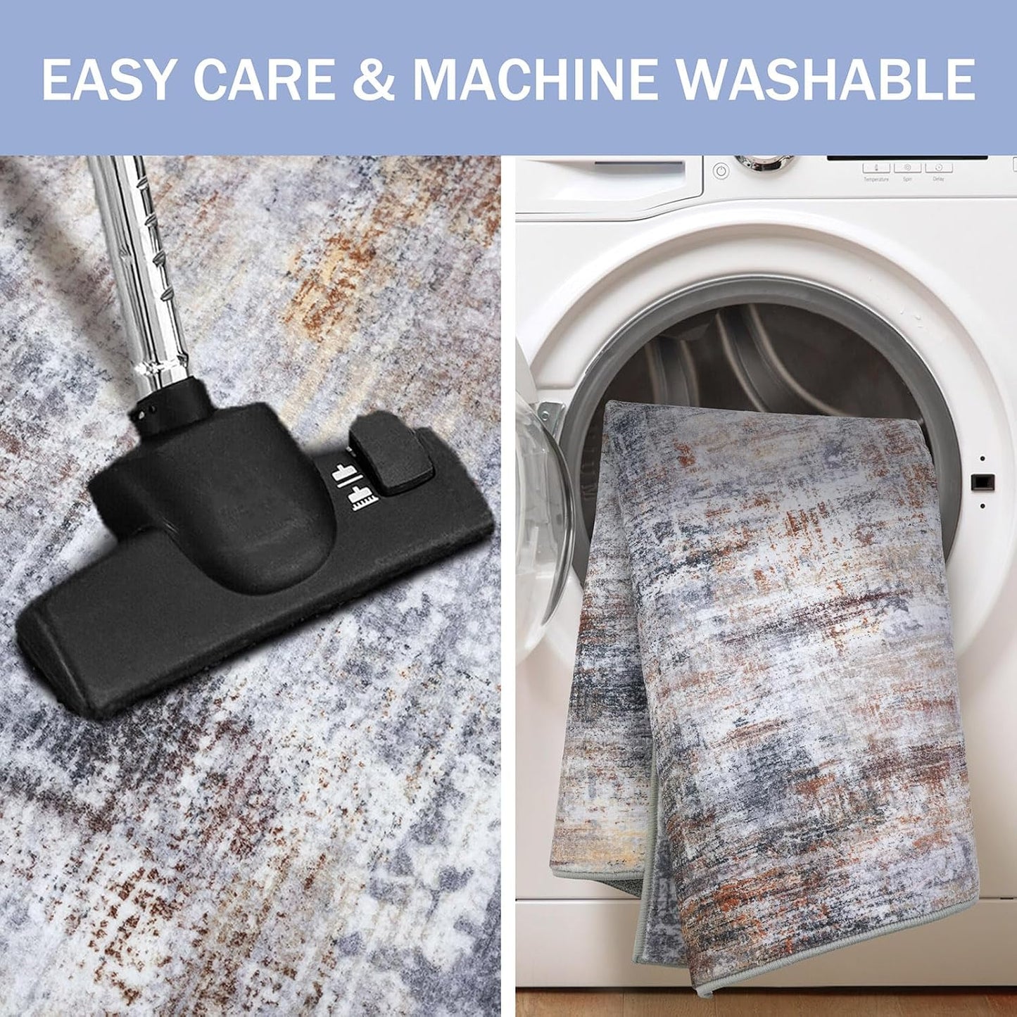 IOHOUZE Abstract Runner Rug 3x20 Ft Extra Long Washable Runners for Hallways, Non Slip Kitchen Runner Printed Faux Wool Entryway Runner Indoor, Modern Abstract Floor Carpet for Hall Stair, Orange Grey