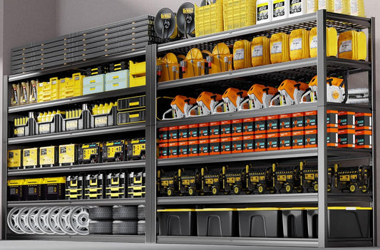 65" W Garage Shelving Heavy Duty, 6 Tier Garage Shelves, Adjustable Storage Shelving Unit, Commercial Metal Shelf for Warehouse, Pantry, School, Shop, 2 Pack