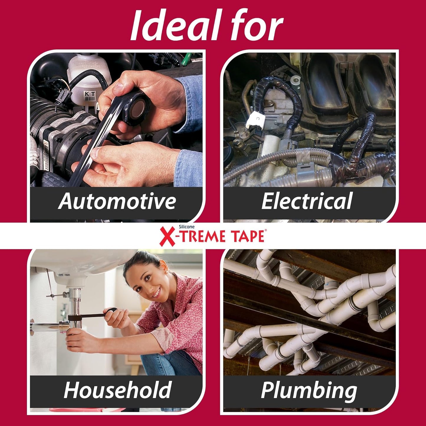 X-Treme Tape MOCAP Heavy Duty Waterproof Self Fusing Silicone Rubber Tape for Hose, Pipe, Electrical, Automotive, Outdoor, and Repairs - Leak Proof, Insulating - 2 Inch x 36 Ft Roll - Black