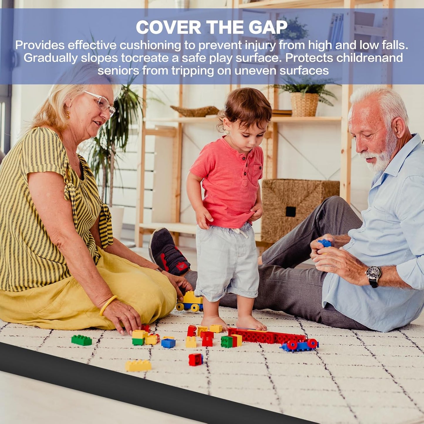 Floor Transition Strip Vinyl Door Threshold Ramp Self Adhesive Carpet Edging Strip Doorway Edge Trim, Overlap Edge Reducer for Laminate Carpet, Floor, Tile (Black, 1/5" to 2/5", 6.6Ft)