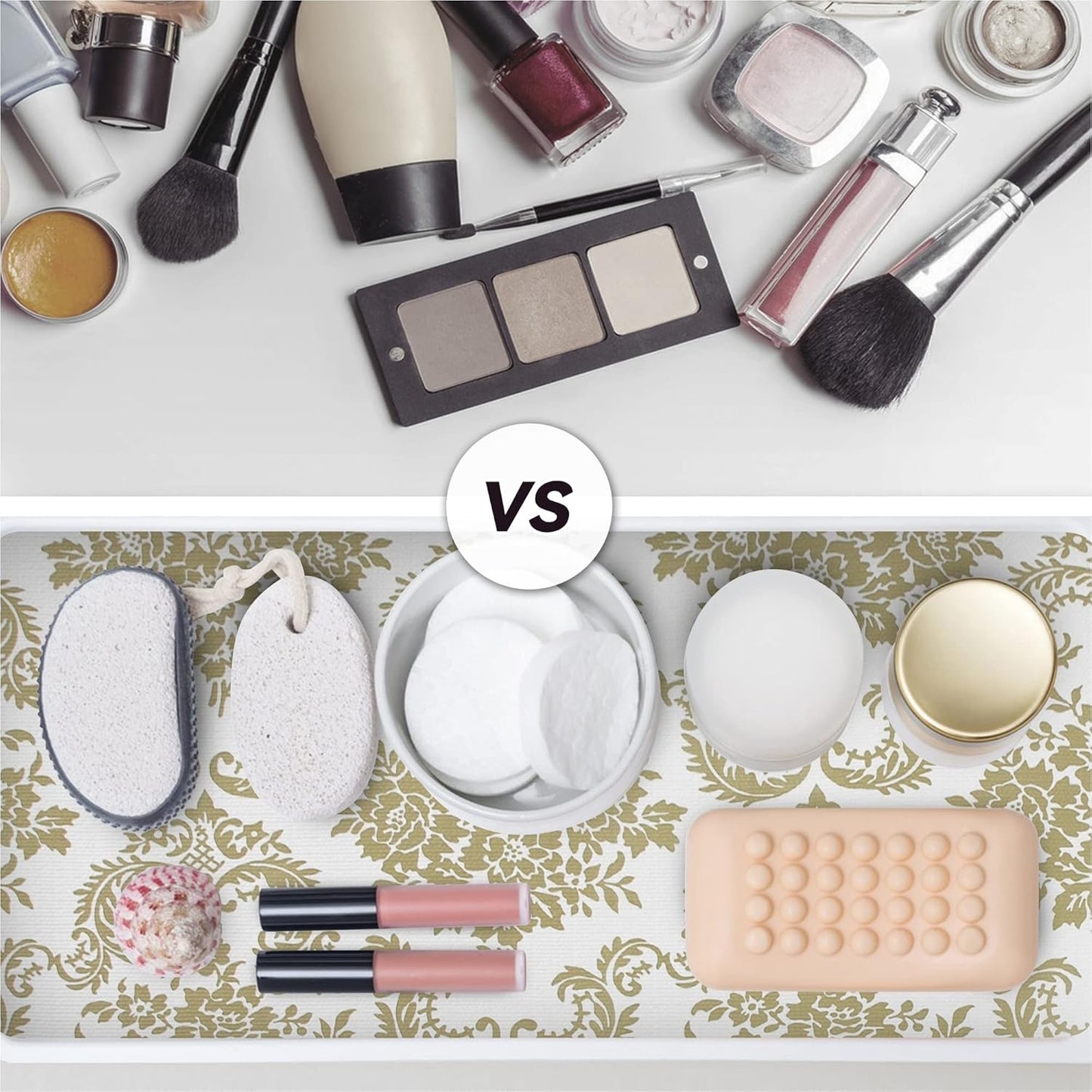 Shelf Liner for Kitchen Cabinets Non Adhesive Kitchen Drawer Liner, Waterproof Shelf Liner Durable Anti-Slip for Kitchen Cabinets Shelf Liner (Gold, 4Rolls(18x96inch))