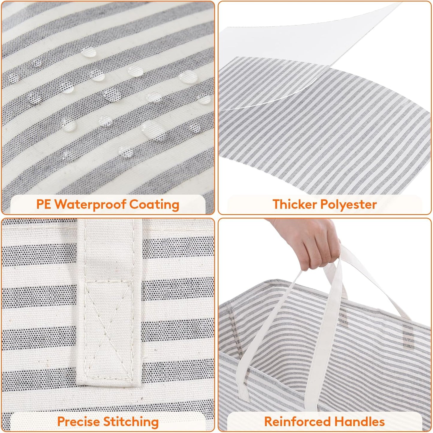 Lifewit 3 Pack Laundry Hamper Large Collapsible Laundry Baskets, Freestanding Waterproof Clothes Hamper with Easy Carry Handles in Laundry Room Bedroom Bathroom College Dorm for Adults, Gray, 3 x 100L