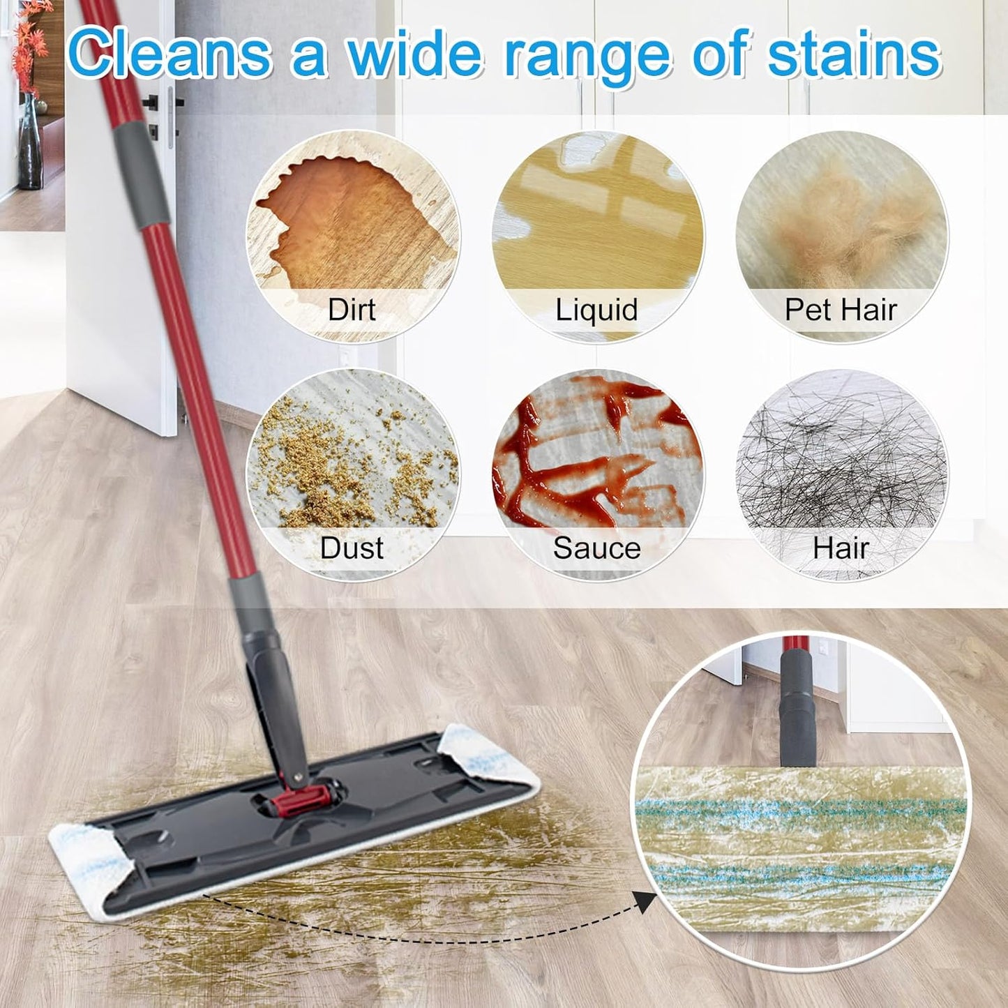 Mop Replacement Pads Compatible with O-Cedar H2prO Flat Mop System, 3 Pack Microfiber Mop Heads Replacements for Ocedar Flat Mop, Washable and Reusable Mop Pad Refills, Safe on Hard Floors