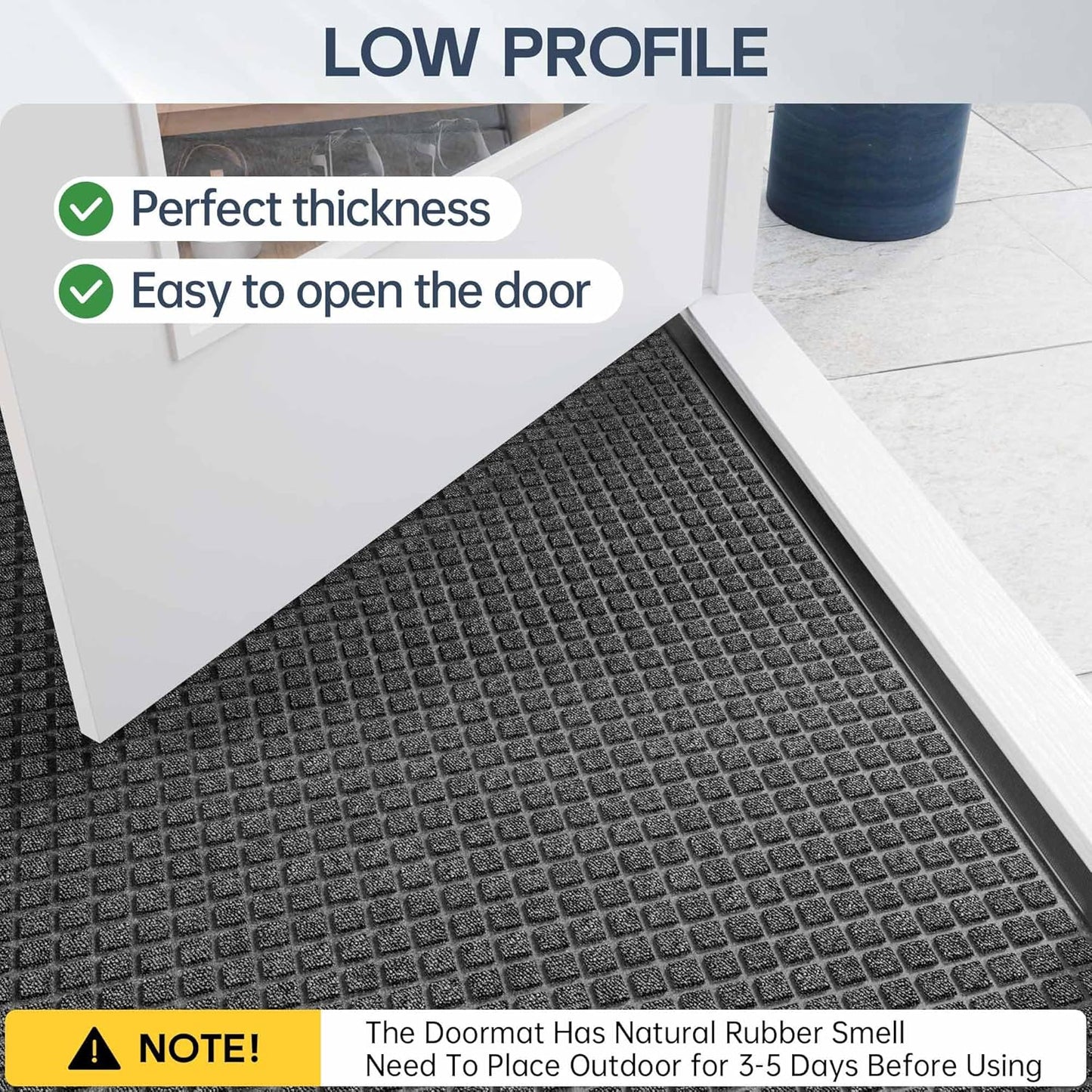 Amyracel Outdoor Indoor Door Mat for Entryway, 24"x72" All Season Weather Outside Door Mat, Low Pile Heavy Duty Rubber Backing Doormat, Stain and Fade Resistant, Inside Door Mats for Home Entry Floor