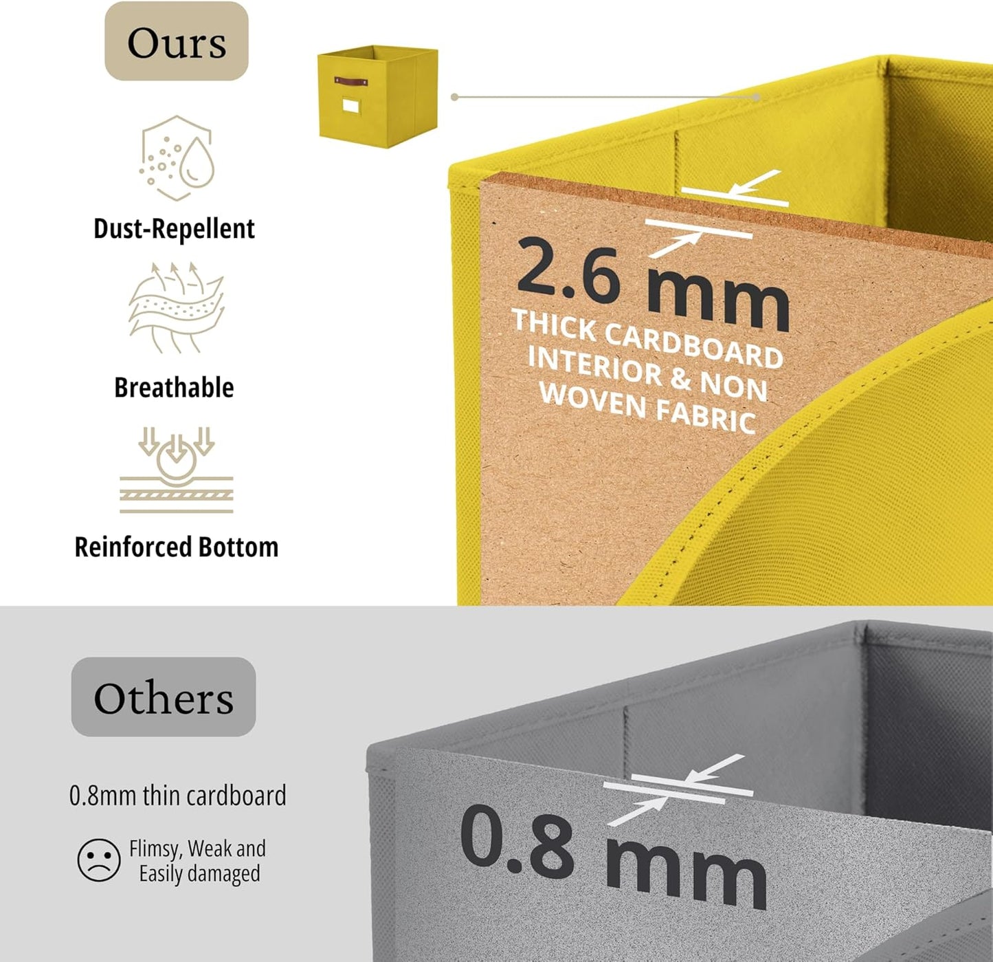 DECOMOMO Storage Baskets, 13x15x13 Storage Cube Bins with Labels for Organizing Shelves Kallax (Kallax / 4pcs, Rainbow)