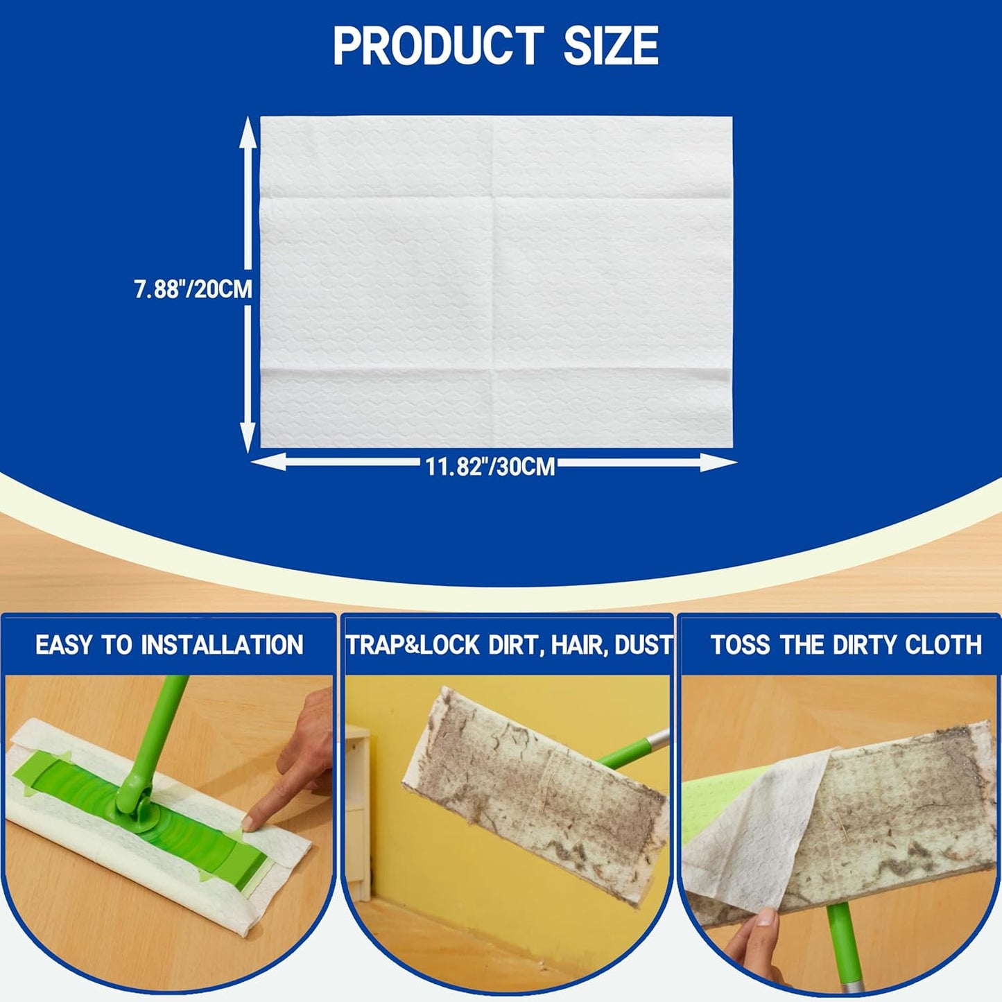 Dry Sweeping Cloths Disposable Mop Refills Floor Dust Mop Pad, Floor Cloth Refills for Swiffer Standard Sweeper, Pack of 80