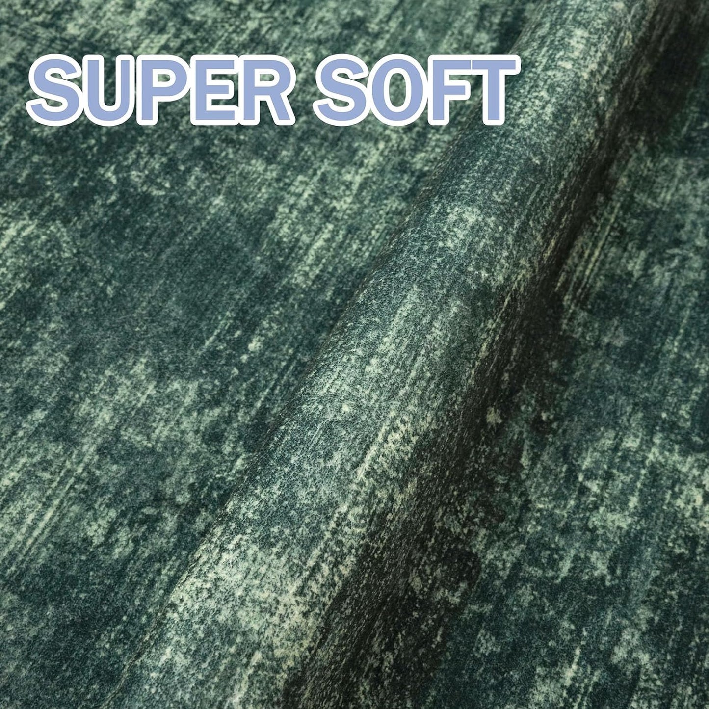 IOHOUZE Abstract Round Area Rug 6 Ft Washable Circle Rugs Large Round Rug Non Slip Thin Soft Circle Rugs, Printed Faux Wool Floor Carpet for Bedroom Living Room Dining Room Nursery, Dark Green