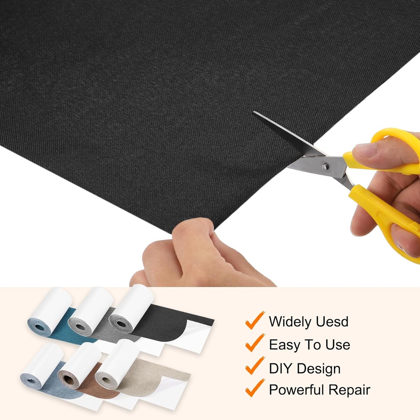 Repair Patches Repair Tape Self-Adhesive DIY Repair Patch Linen Gear Patch for Sofa, Furniture, Chair, Clothing,Tents,3.5x79 Inch,Black