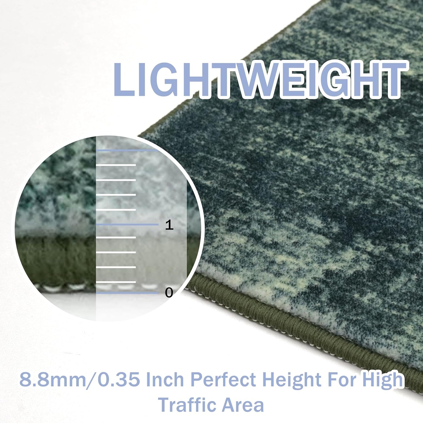 IOHOUZE Abstract Runner Rug 2x7 Ft Washable Runners for Hallways, Non Slip Kitchen Runner Printed Faux Wool Entryway Runners Indoor, Modern Abstract Floor Carpet for Hall Kitchen Bedroom, Dark Green