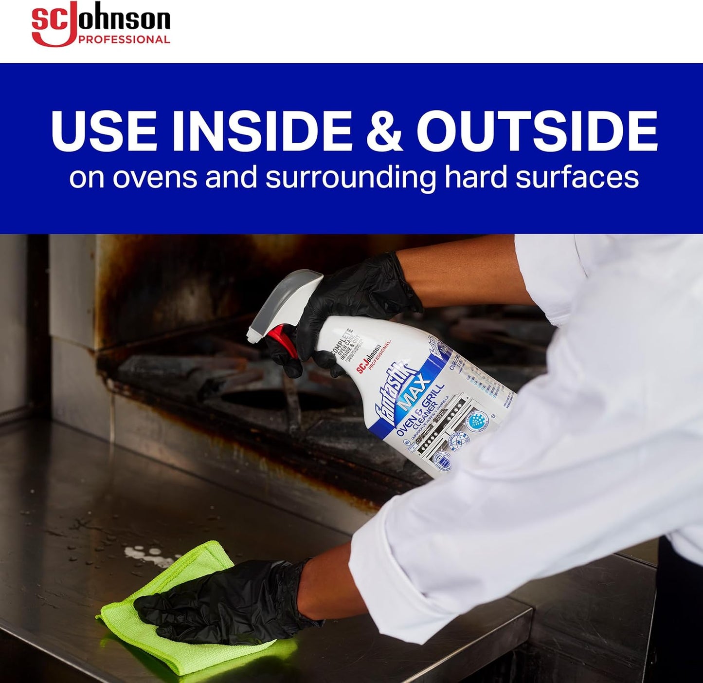 SC Johnson Professional Fantastik Max Oven & Grill Cleaner Spray, Cleans Inside and Out, 32 Fl Oz