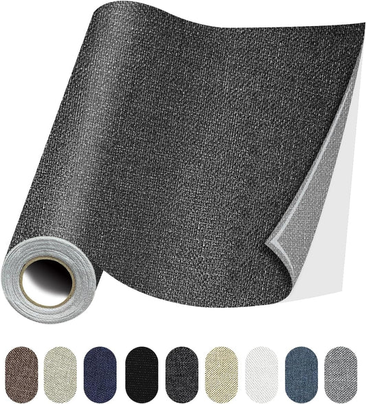 Fabric Repair Patches, 17X79 Inch Linen Repair Tape Self-Adhesive Fabric Patches Durable, DIY Large Linen Tape for Sofa, Couches, Furniture, Chair, Clothing （17X79 Inch, Dark Grey）