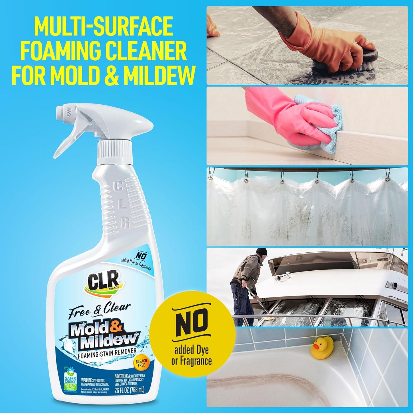 CLR Brands® Mold & Mildew Bleach-Free Free & Clear Stain Remover, No Dyes or Fragrances, 26 Oz Bottle (Pack of 1)