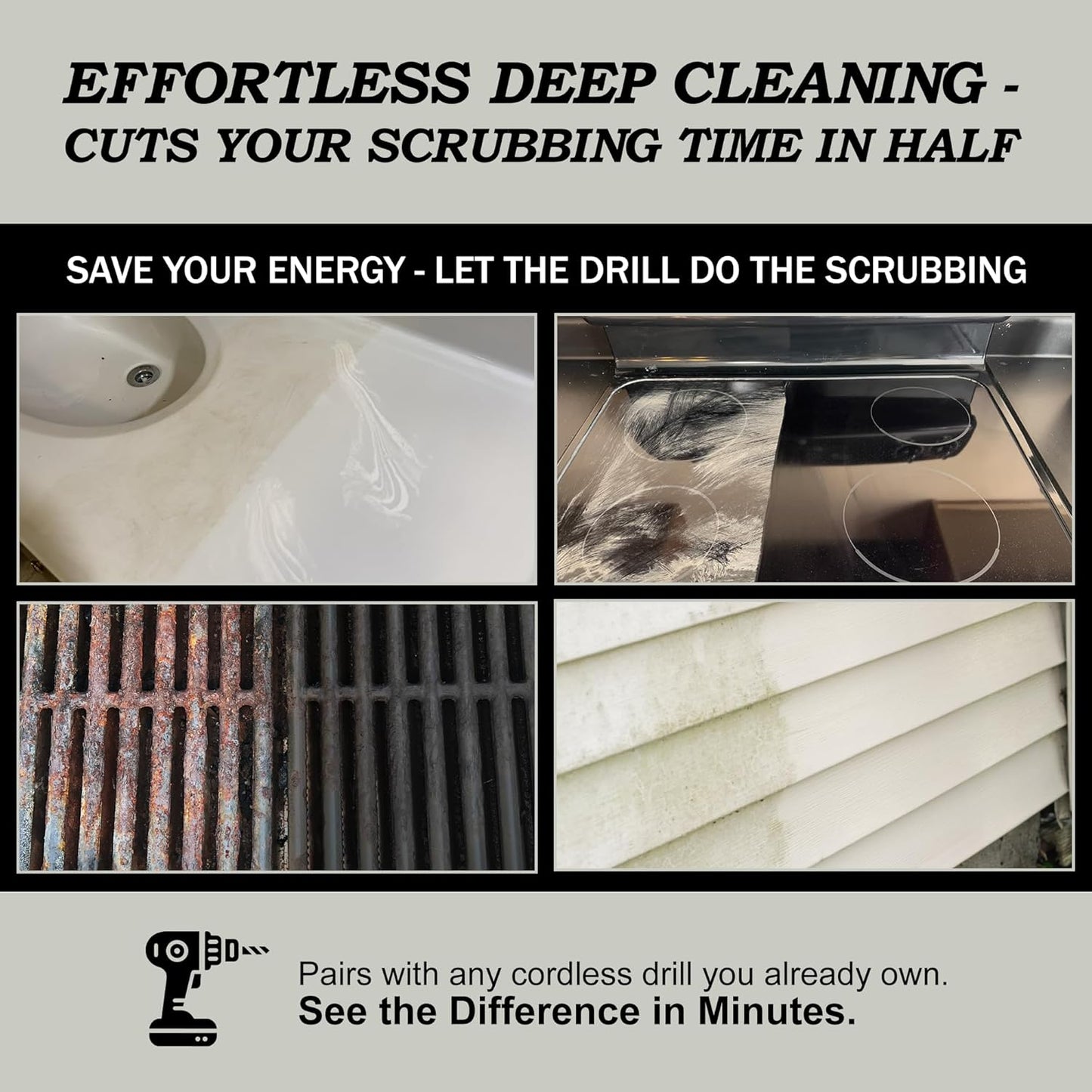 Drill Brush Attachments for Cleaning Carpet, Chairs, Seats, Wheels, Vinyl, Bathroom, Bathtubs, Shower, Tile, Grout, Trucks, Boats - Drill Brush for Car Detailing - Car Detailing Kit Interior Cleaner