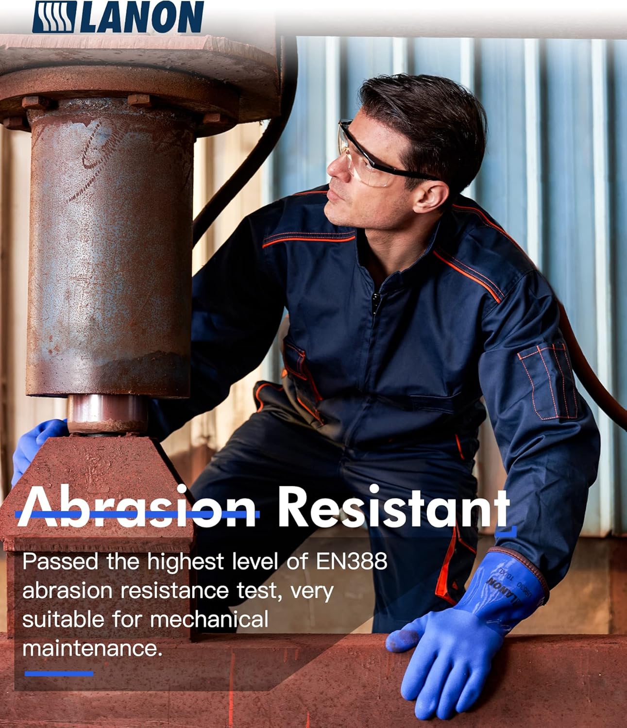 LANON PVC Coated Cold Proof Heavy Duty Gloves, Waterproof Warm Work Gloves for Freezer Work, Chemical & Oil Resistant, Non-Slip, Large