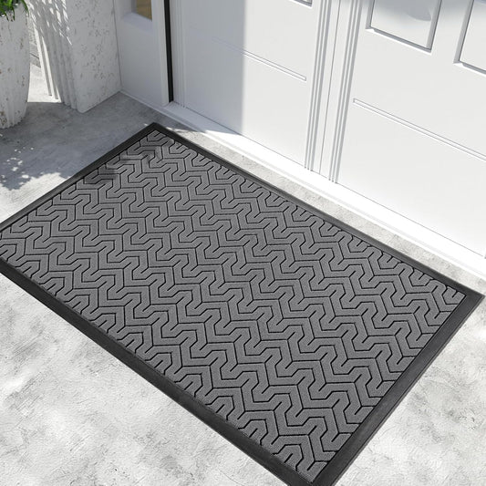 Yimobra Extra Large Door Mat Outside Entrance 60x32, Waterproof Heavy Duty Outdoor Mats for Front Door, Non Slip Rubber Entry Mat for Garage Patio, Easy Clean, Grey