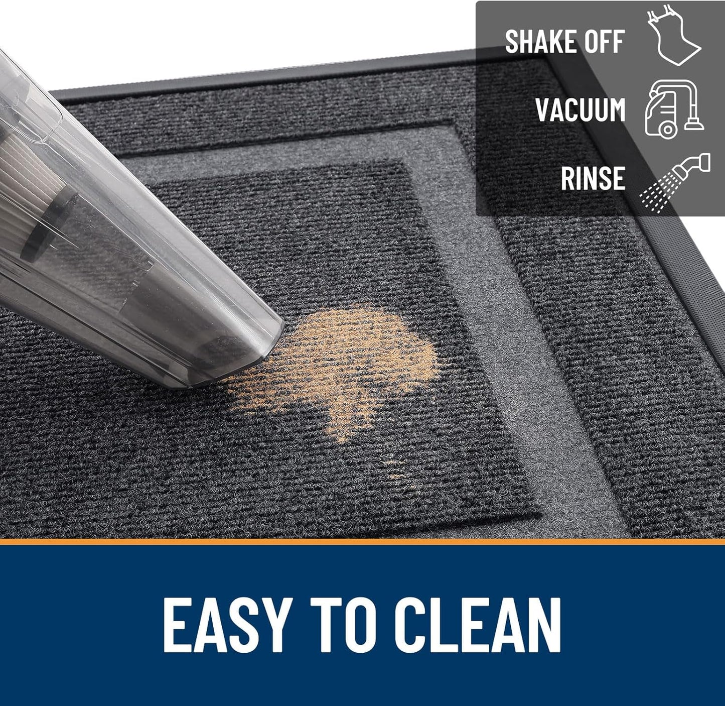 OLANLY Front Door Mat Indoor Outdoor Entrance, Waterproof All-Season, All-Weather Doormat, Sturdy Natural Rubber, Fade Resistant, Low Profile, Easy Clean Patio Porch Entryway Mat, 71x47, Grey