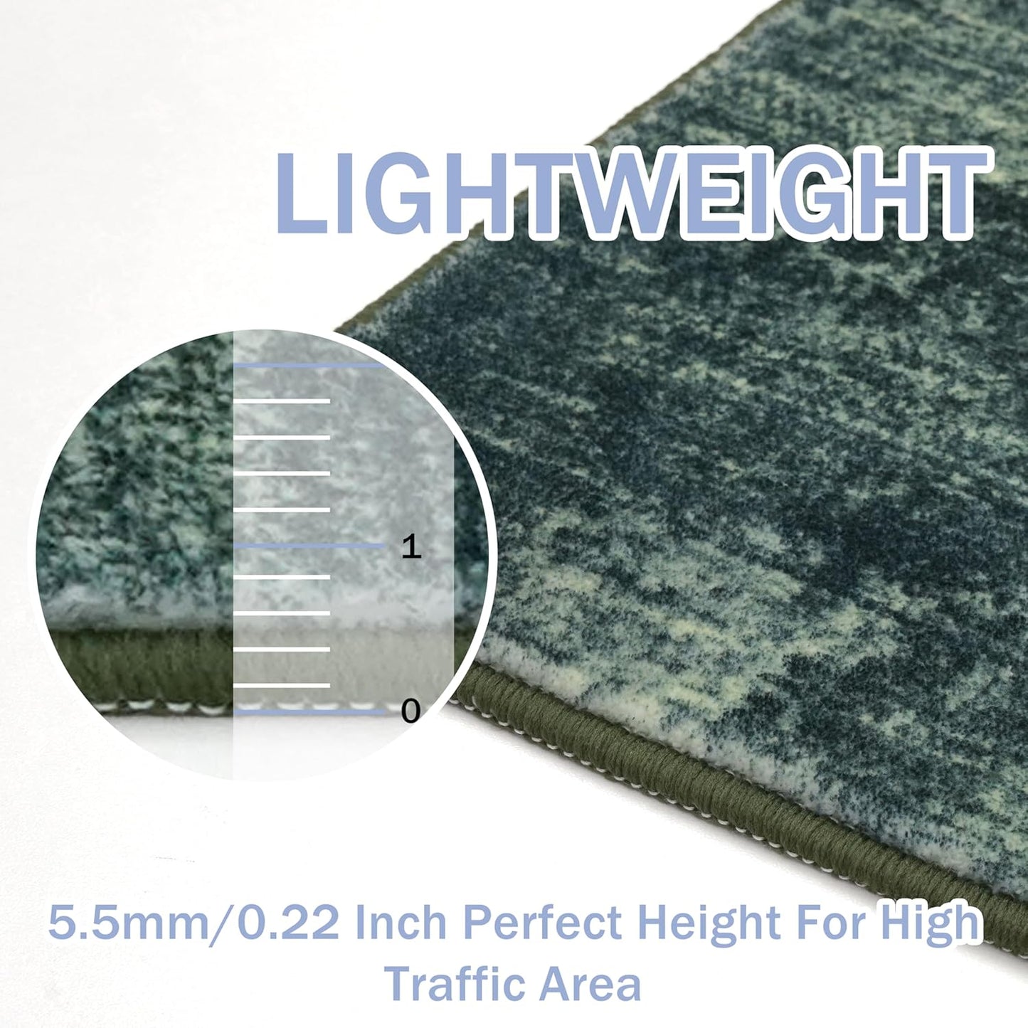 IOHOUZE Abstract Runner Rug 3x18 Ft Washable Runners for Hallways, Non Slip Kitchen Runner Printed Faux Wool Entryway Runner Indoor, Modern Abstract Floor Carpet for Hall Stair, Dark Green