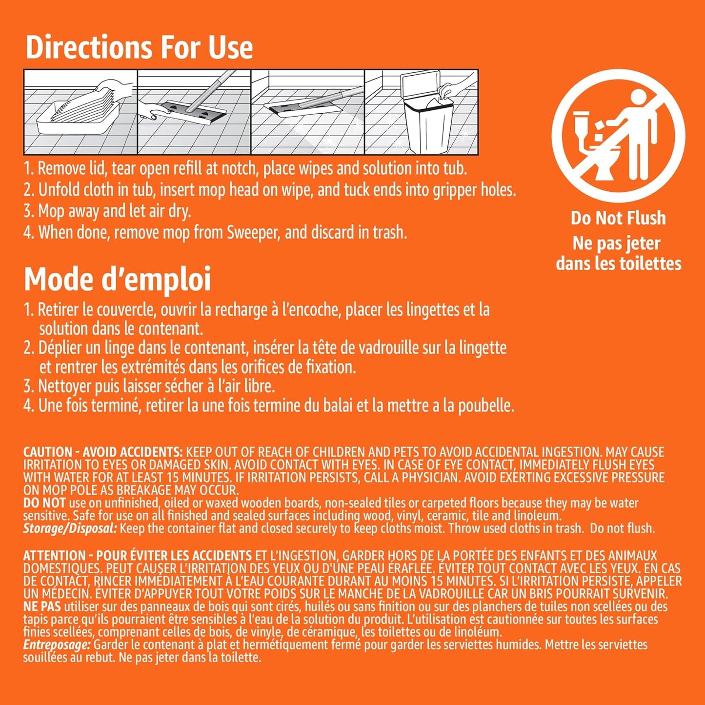 Amazon Basics Wet Mopping Cloth Refills, 12 Count (Fits Swiffer Sweeper Mop Heads)