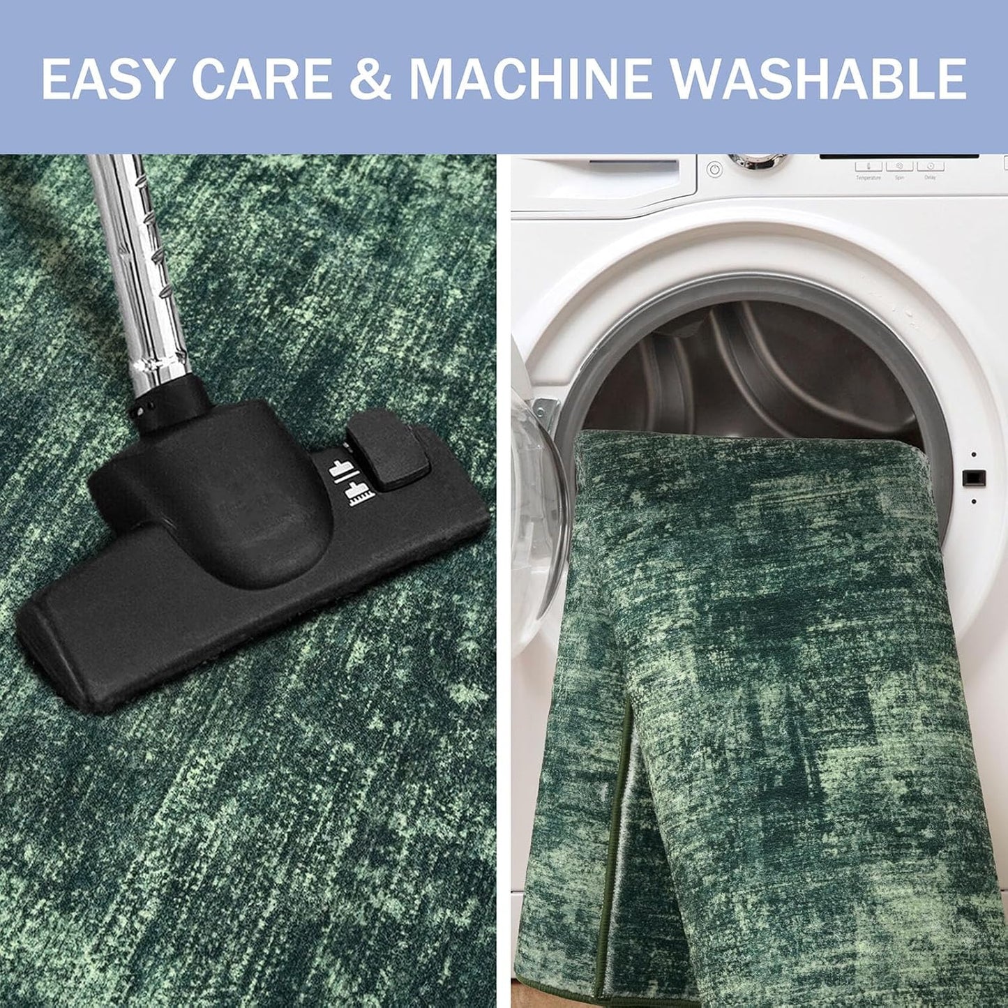 IOHOUZE Abstract Round Area Rug 6 Ft Washable Circle Rugs Large Round Rug Non Slip Thin Soft Circle Rugs, Printed Faux Wool Floor Carpet for Bedroom Living Room Dining Room Nursery, Dark Green