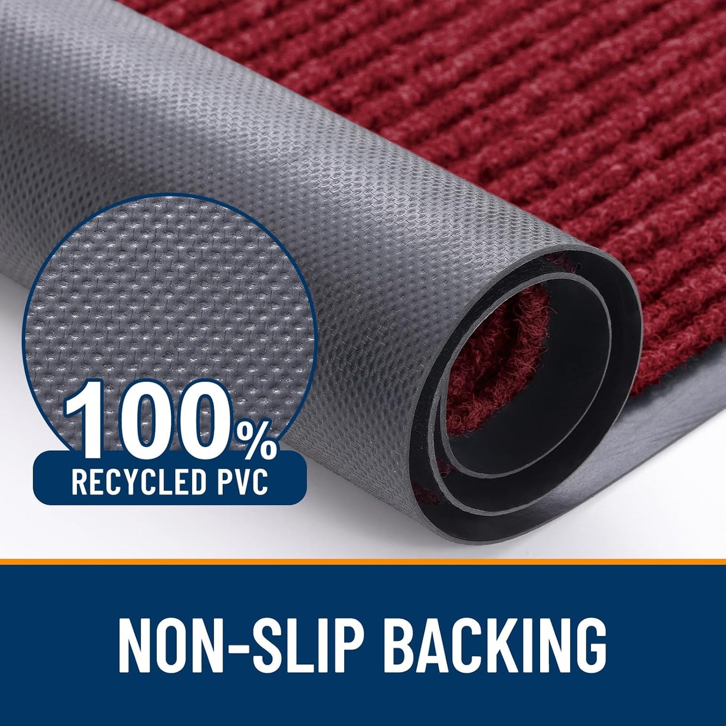 OLANLY Front Door Mat Indoor Outdoor Entrance, Waterproof Heavy Duty Doormat, Fade Resistant, Low Profile, Easy Clean Patio Porch Welcome Floor Mats for Entry, 59x35, Wine Red