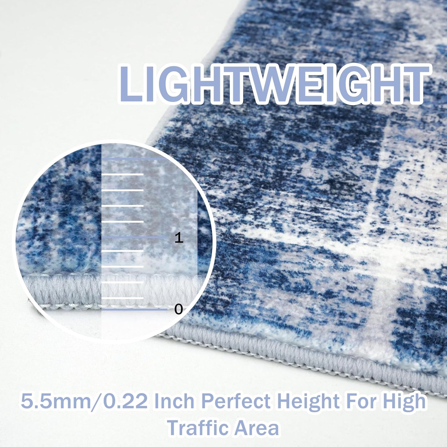 IOHOUZE Abstract Area Rugs 9x12 Ft Washable Large Rugs for Living Room, Non Slip Dining Room Rug, Printed Faux Wool Rugs for Bedroom, Floor Carpet for Office Nursery Playroom, Navy/Grey