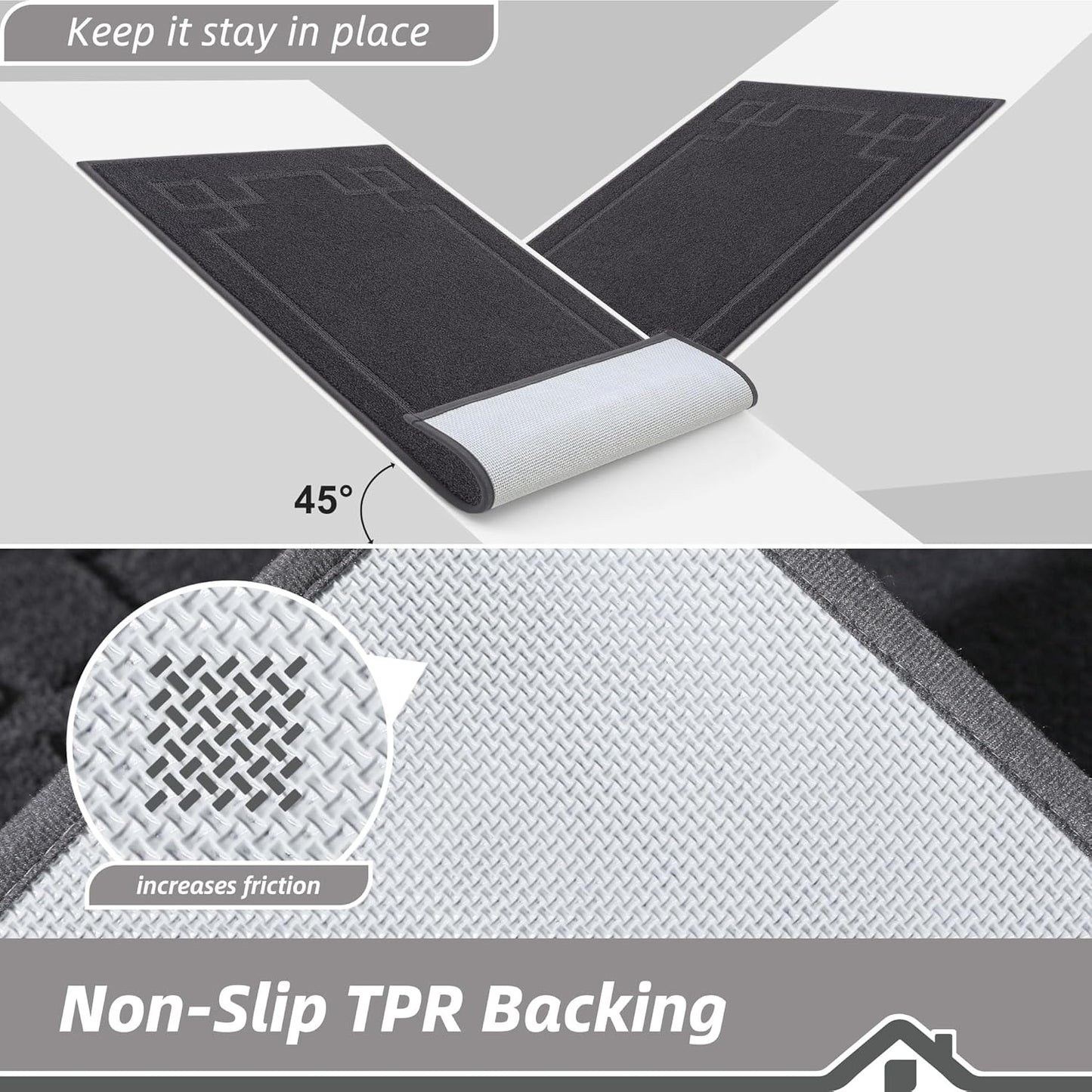 BEQHAUSE Door Mat 32" x 48", Non-Slip Door Mats Indoor Entryway Rugs Washable Low-Profile Absorbent and Stain Resist Floor Mats, Dog Door Mat for Front Back Door, Muddy Wet Shoes & Paws, Dark Grey