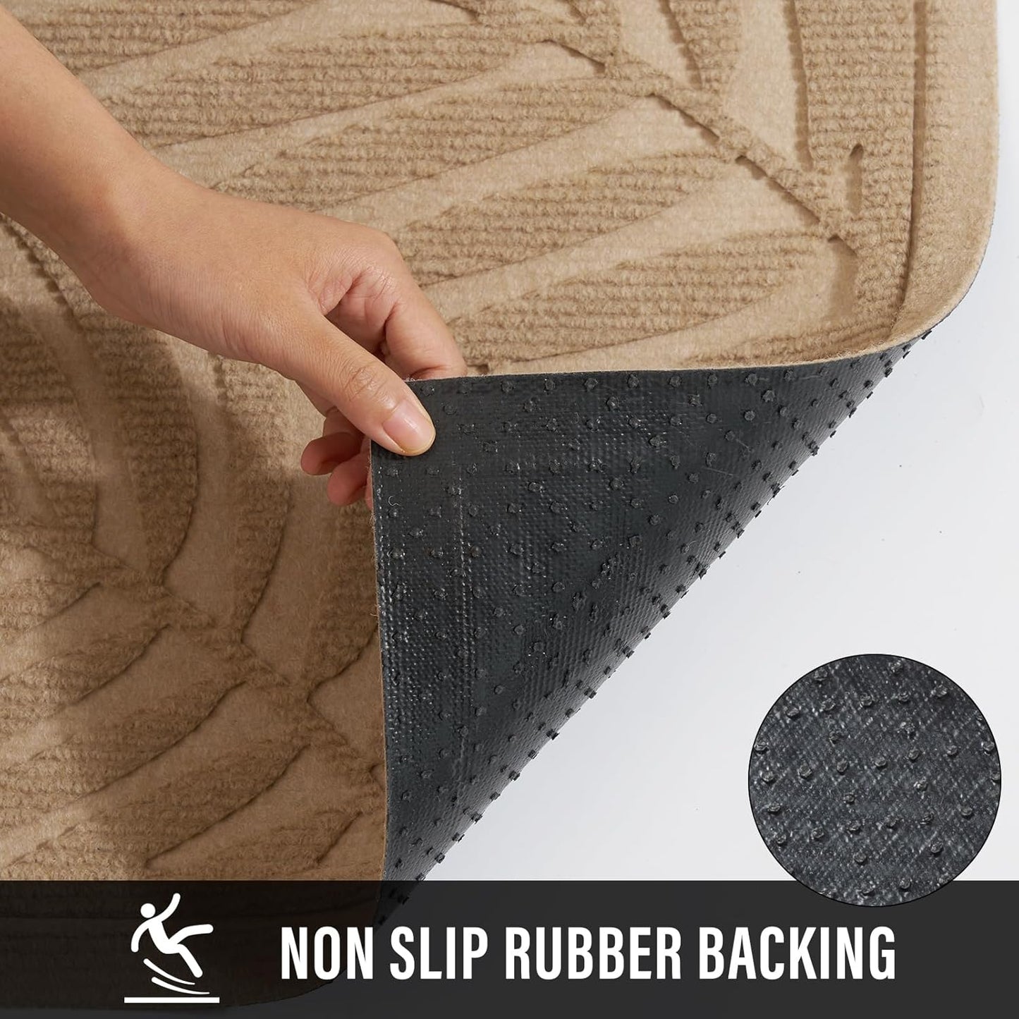 Front Door Mat, Absorbent Resist Dirt Welcome Door Mat Indoor Outdoor, Waterproof Doormat, Sturdy Non Slip Backing, Fade Resistant, Low Profile Entry Mat for Entryway, 47×32, Beige