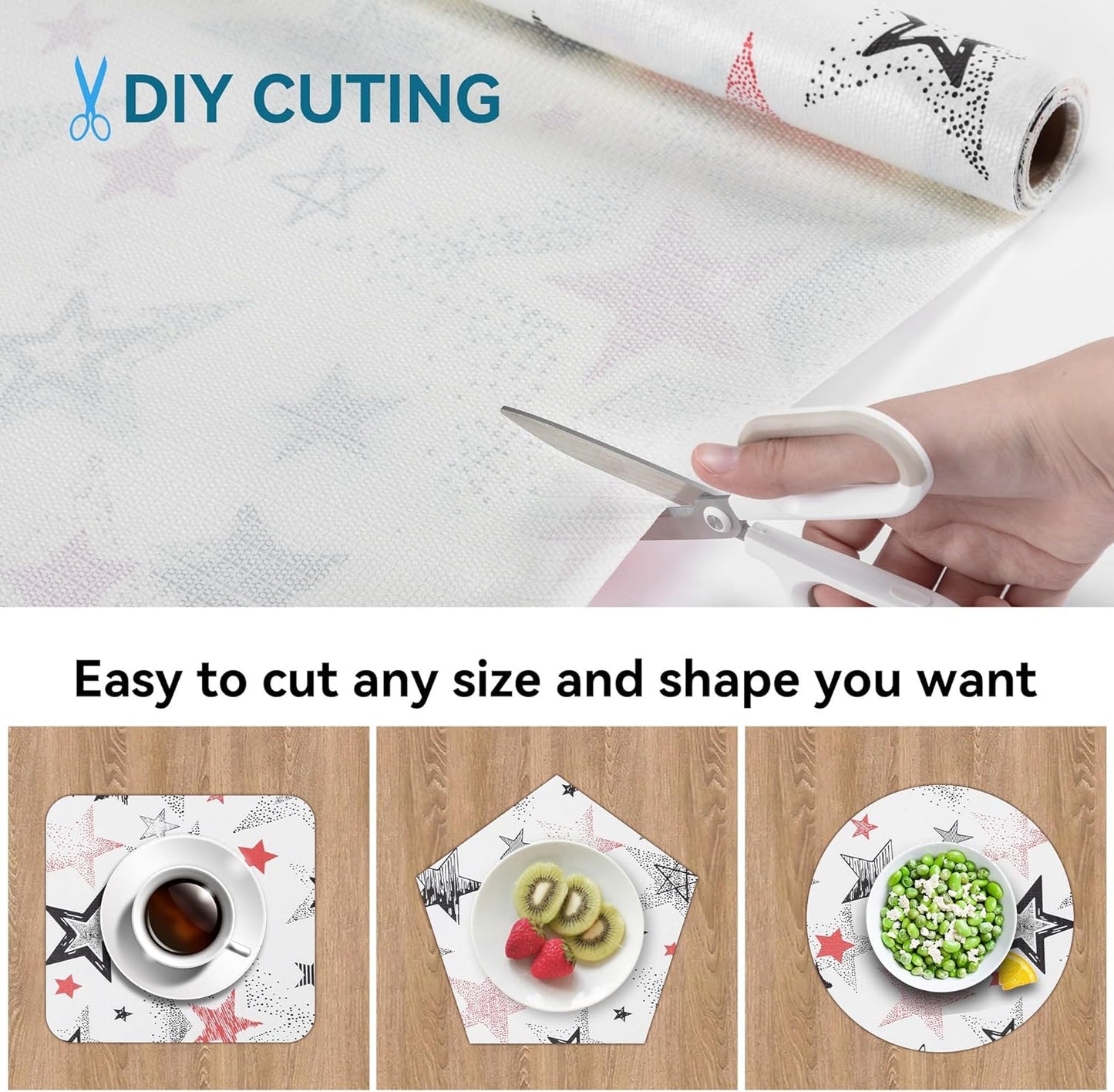 Non Adhesive Shelf Liner 12" W x 360" L Pantry Liner for Shelves Cupboard Liner Kitchen Cabinet Cover Easy to Trim