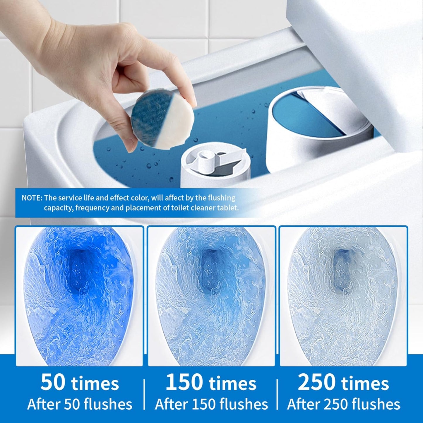 Toilet Bowl Cleaner Tablets, Automatic Toilet Tank Cleaner for Deodorizing & Descaling, Long-Lasting with Sustained Release Technology for Bathroom Cleaners, Blue & White, 12 Packs
